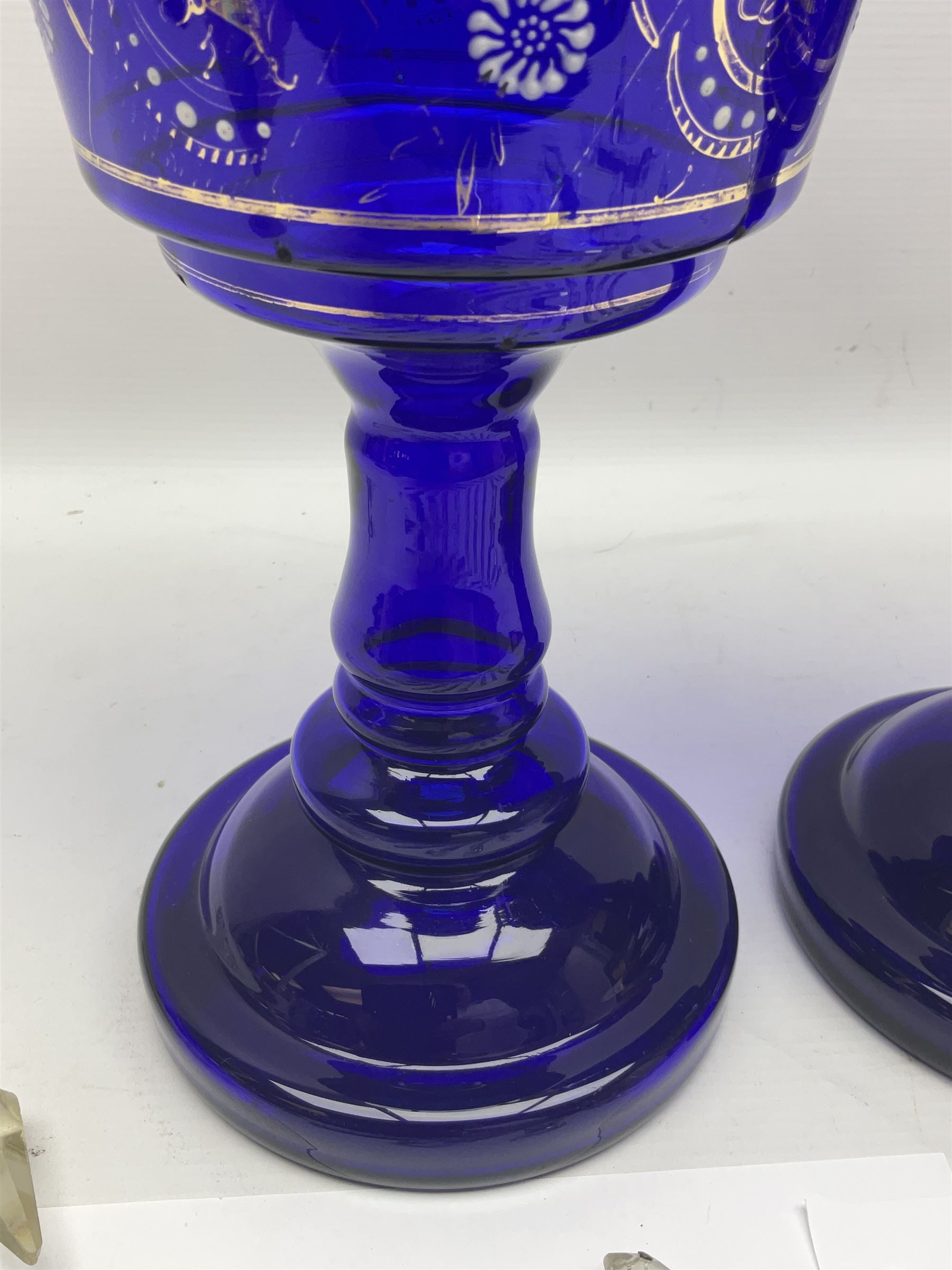 Pair of blue glass lustre vases - Image 7 of 14