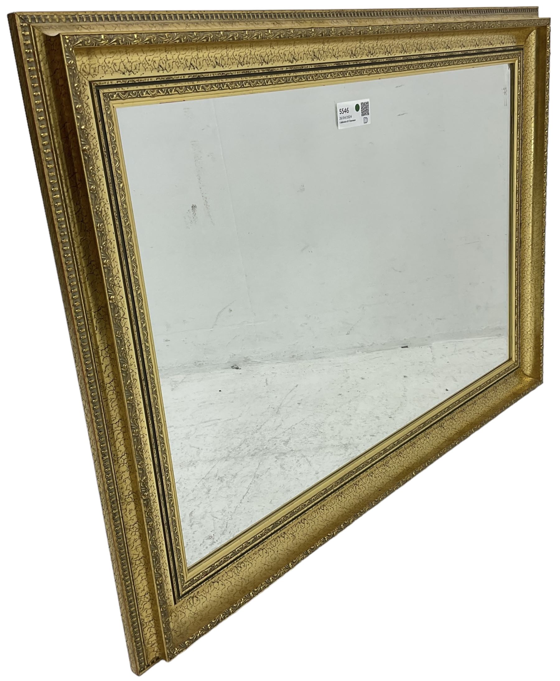 Gilt framed wall mirror with bevelled plate (91cm x 65cm); pair of ladder back carver armchairs (W52 - Image 2 of 5