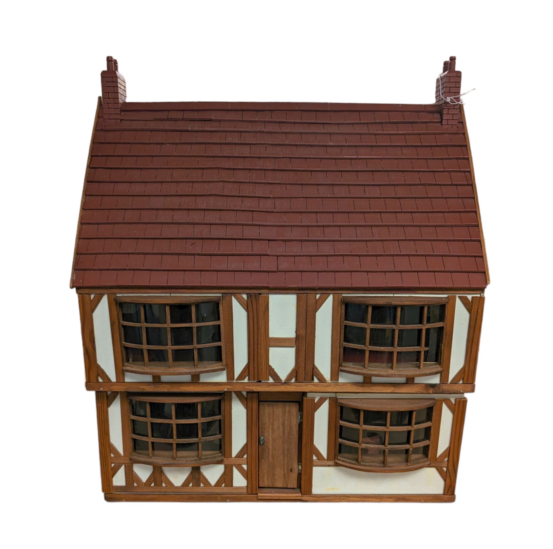 Two storey wooden dolls house with sliding panels