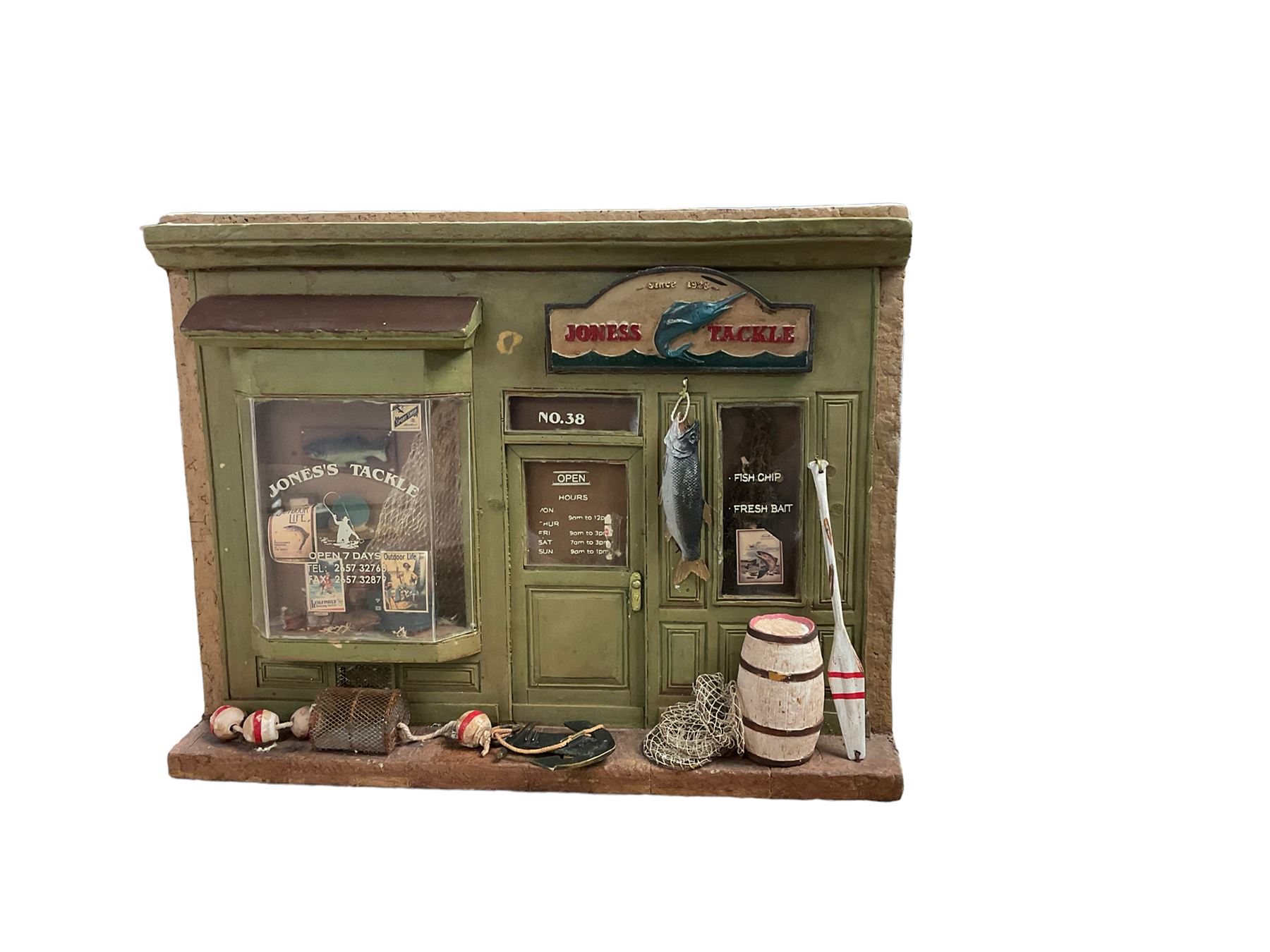 3D wall-hanging model of Jonse's Tackle fishing shop