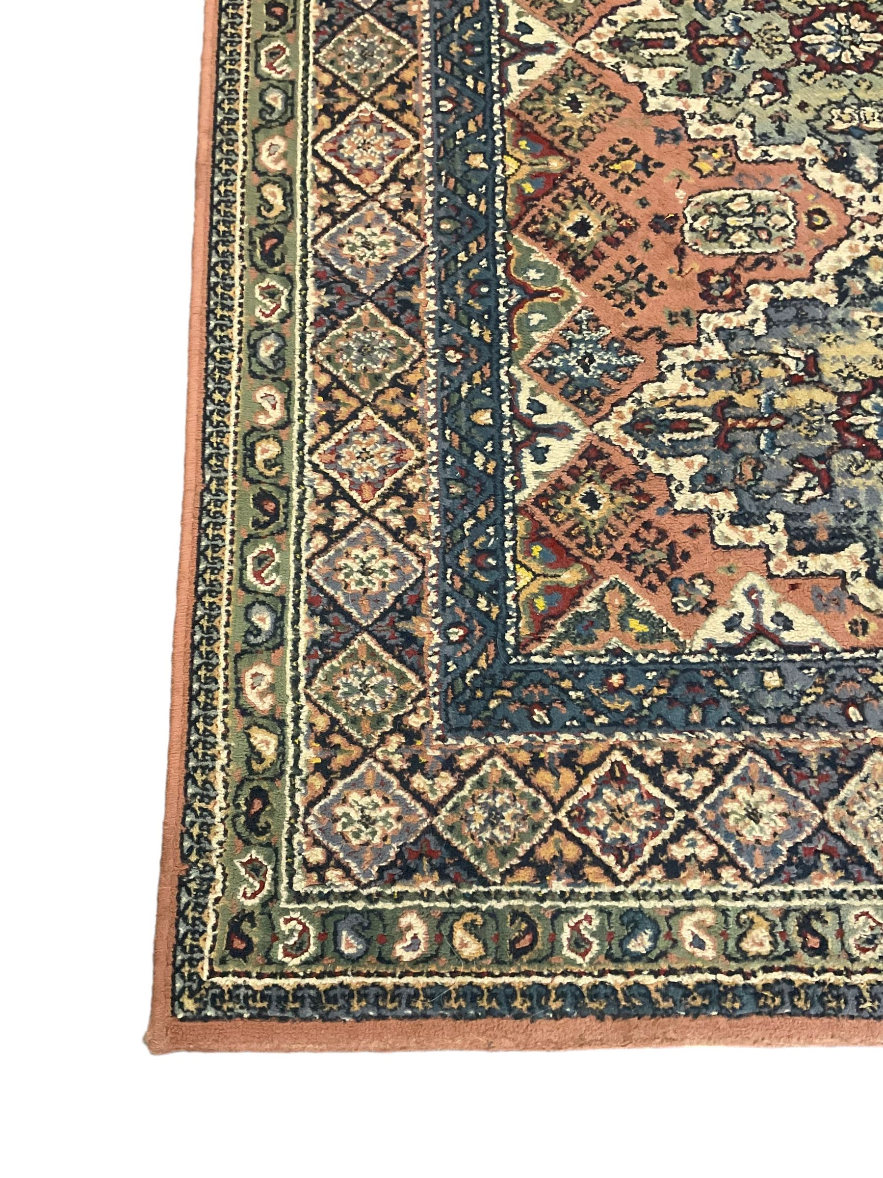 Persian design peach ground rug (169cm x 117cm); Chinese peach ground rug (187cm x 101cm) - Image 5 of 9