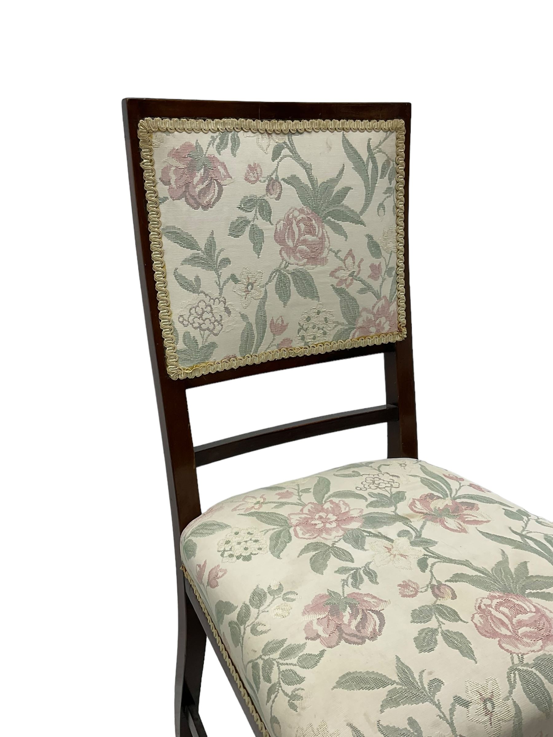 Pair of mahogany framed bedroom chairs upholstered in floral pattern fabric (W45cm); rectangular foo - Image 5 of 5