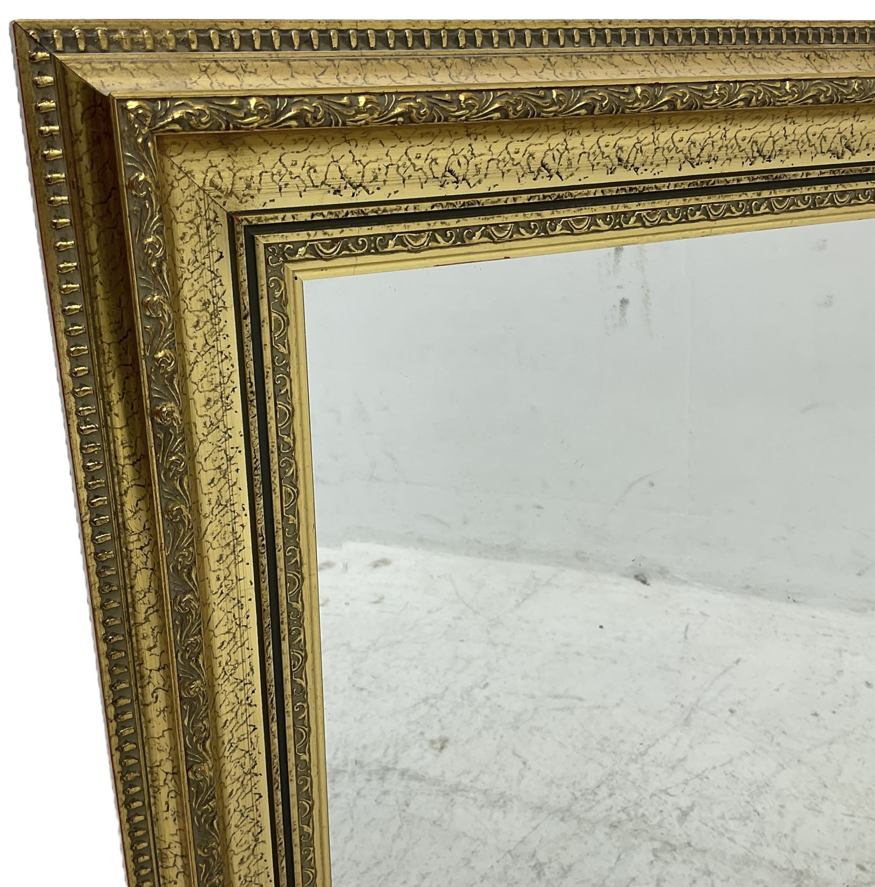 Gilt framed wall mirror with bevelled plate (91cm x 65cm); pair of ladder back carver armchairs (W52 - Image 3 of 5