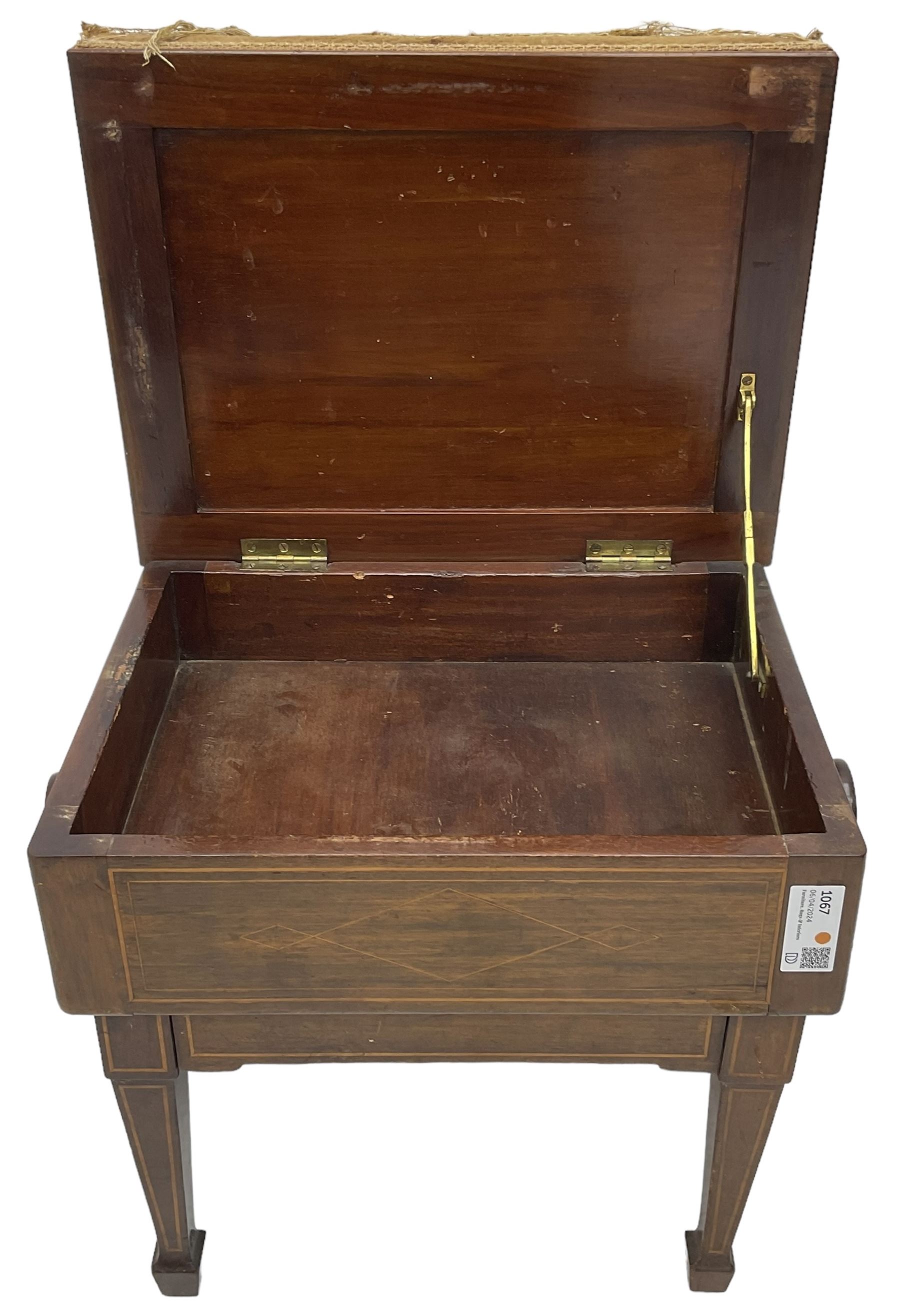 Edwardian inlaid mahogany piano stool - Image 6 of 6