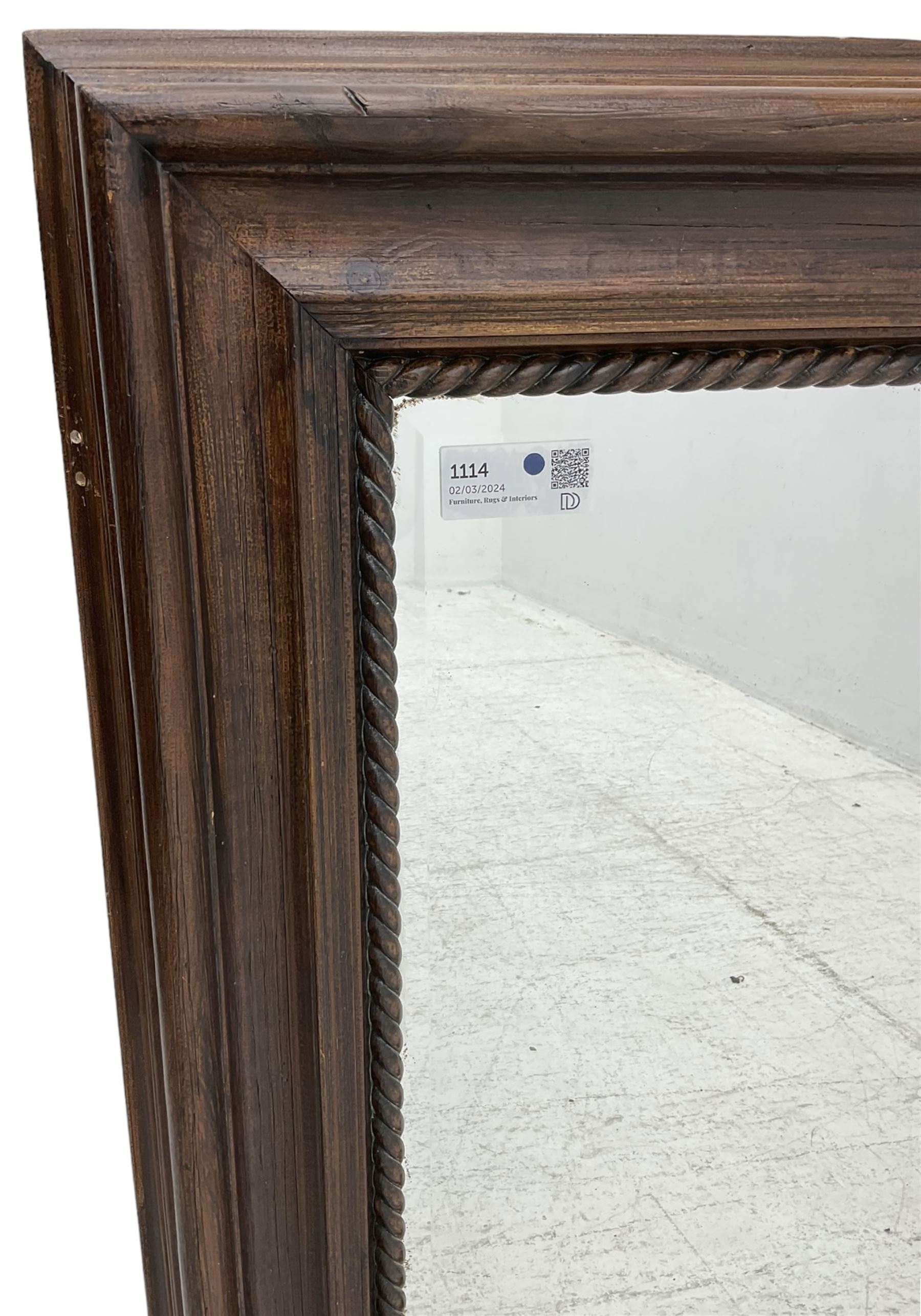 19th century design scumbled pine wall mirror - Image 3 of 3