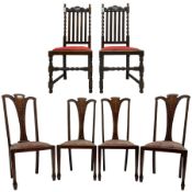 Set of four Edwardian stained beech dining chairs