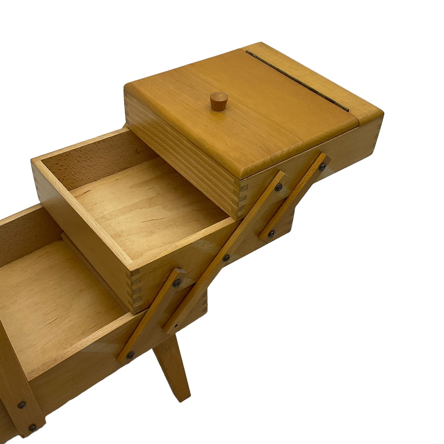 Light beech cantilever sewing box (W43cm - Image 3 of 6
