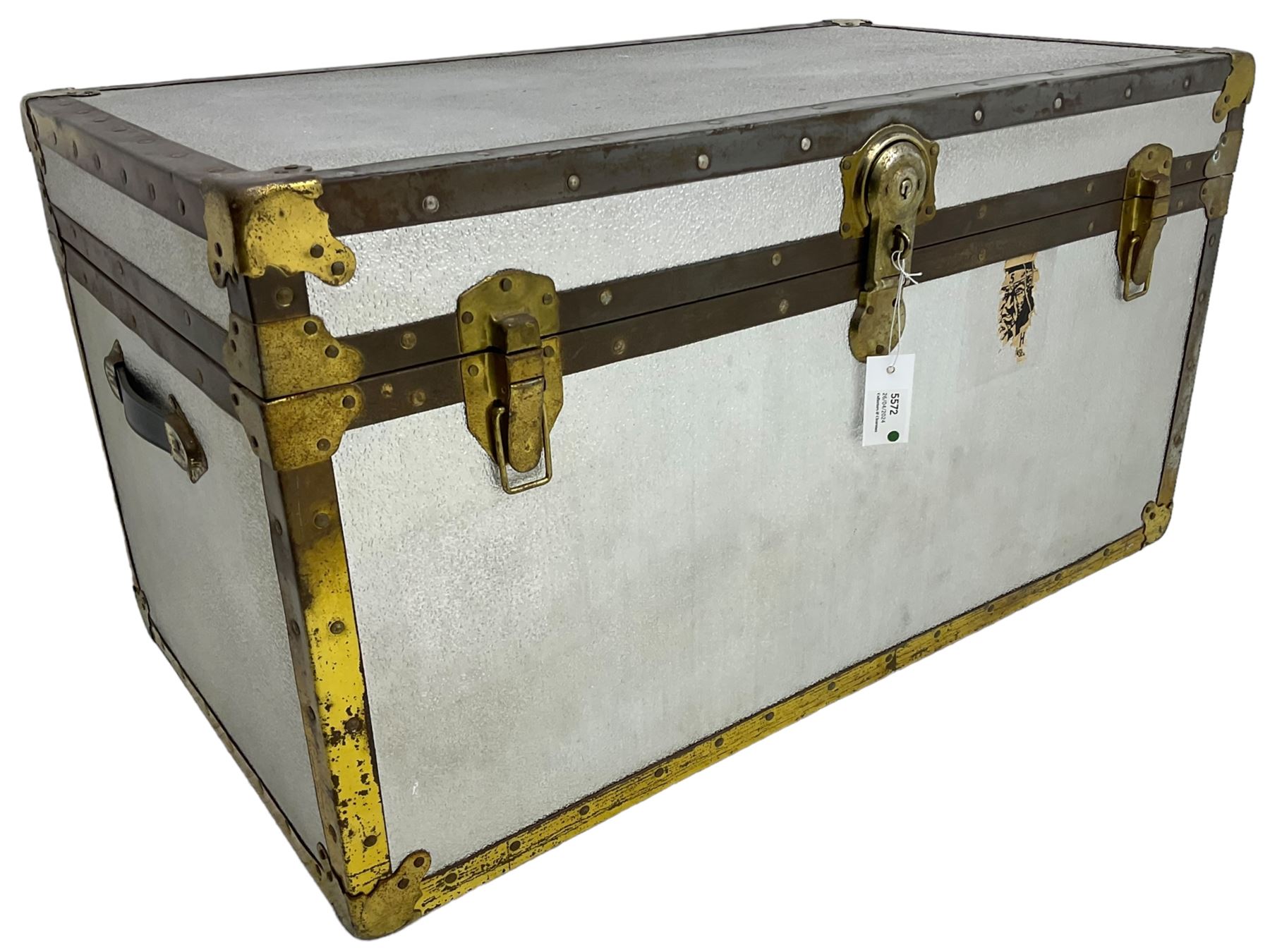 Mid-20th century metal travelling trunk - Image 2 of 2