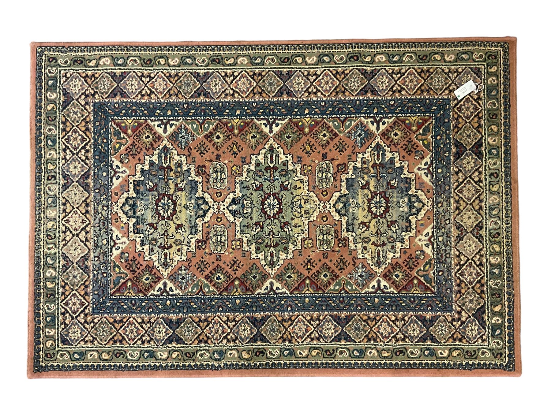 Persian design peach ground rug (169cm x 117cm); Chinese peach ground rug (187cm x 101cm) - Image 7 of 9