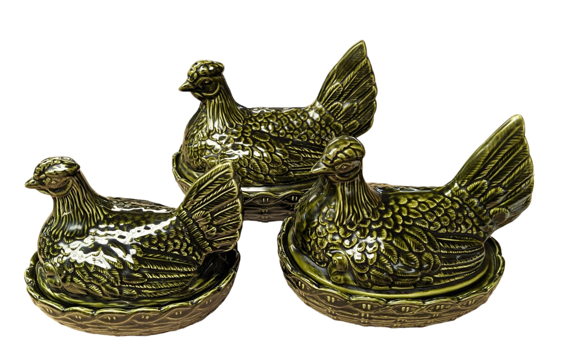 Portmeirion set of three graduating hen on nests