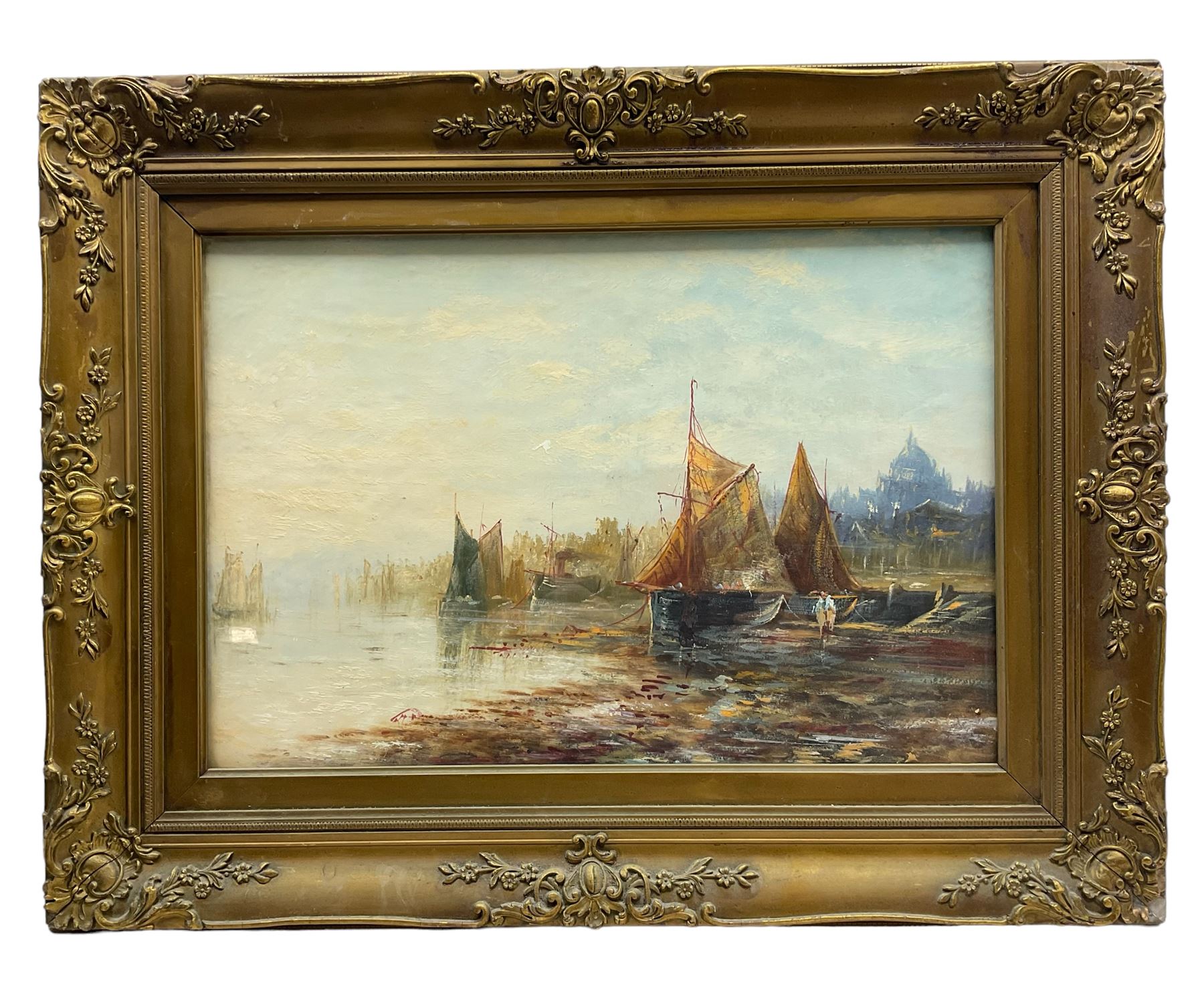 English School (Early 20th century): Boats in an Estuary