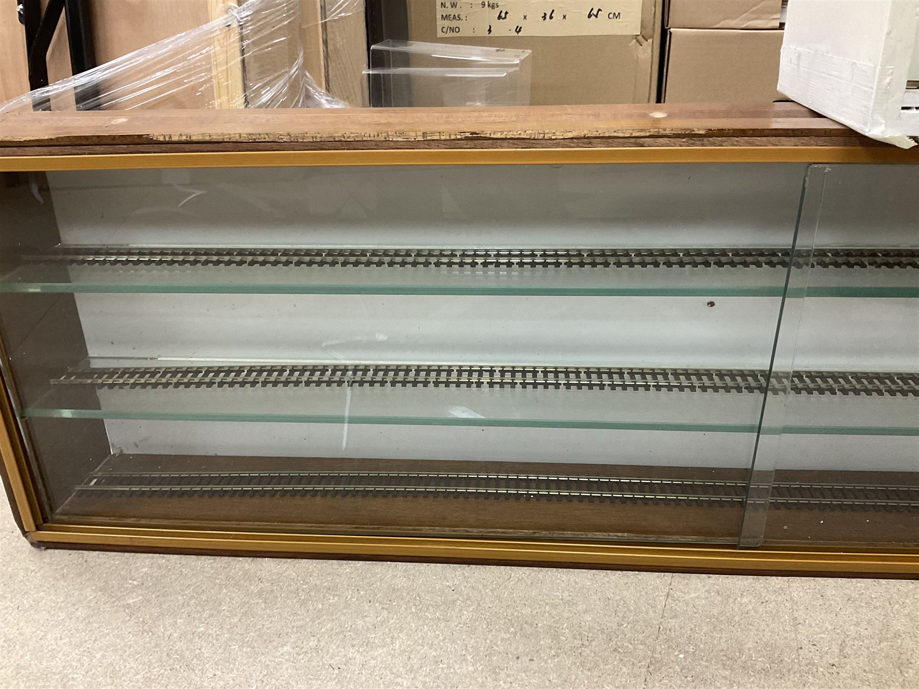 Six shelved cabinets for displaying ‘00’ gauge locomotives comprising plain plywood and white painte - Image 7 of 14