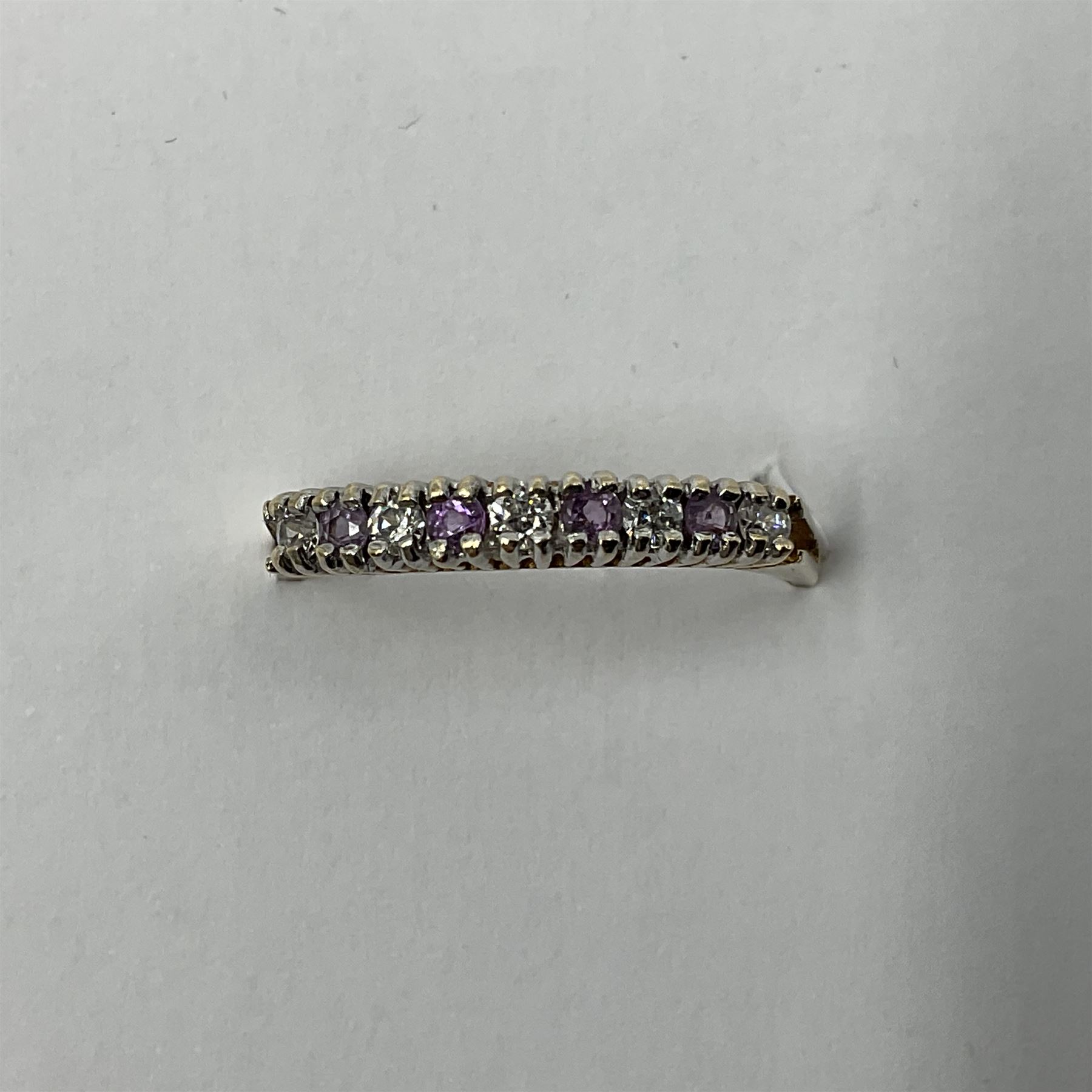 9ct gold amethyst and cubic zirconia half eternity ring - Image 4 of 5