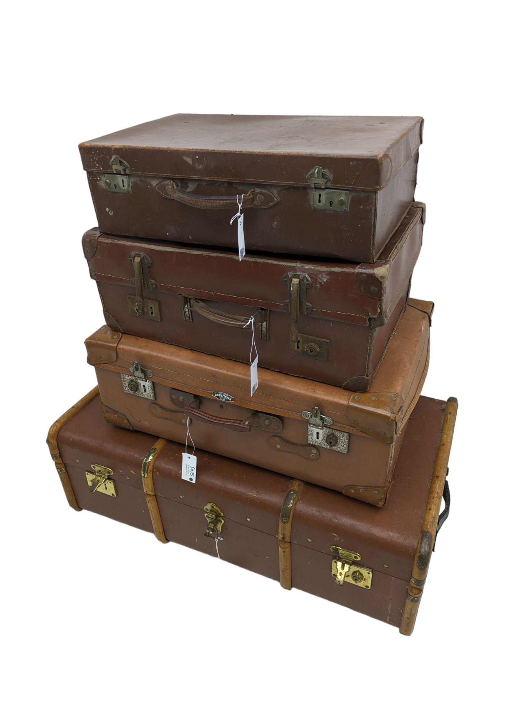 Travelling trunk and three vintage cases