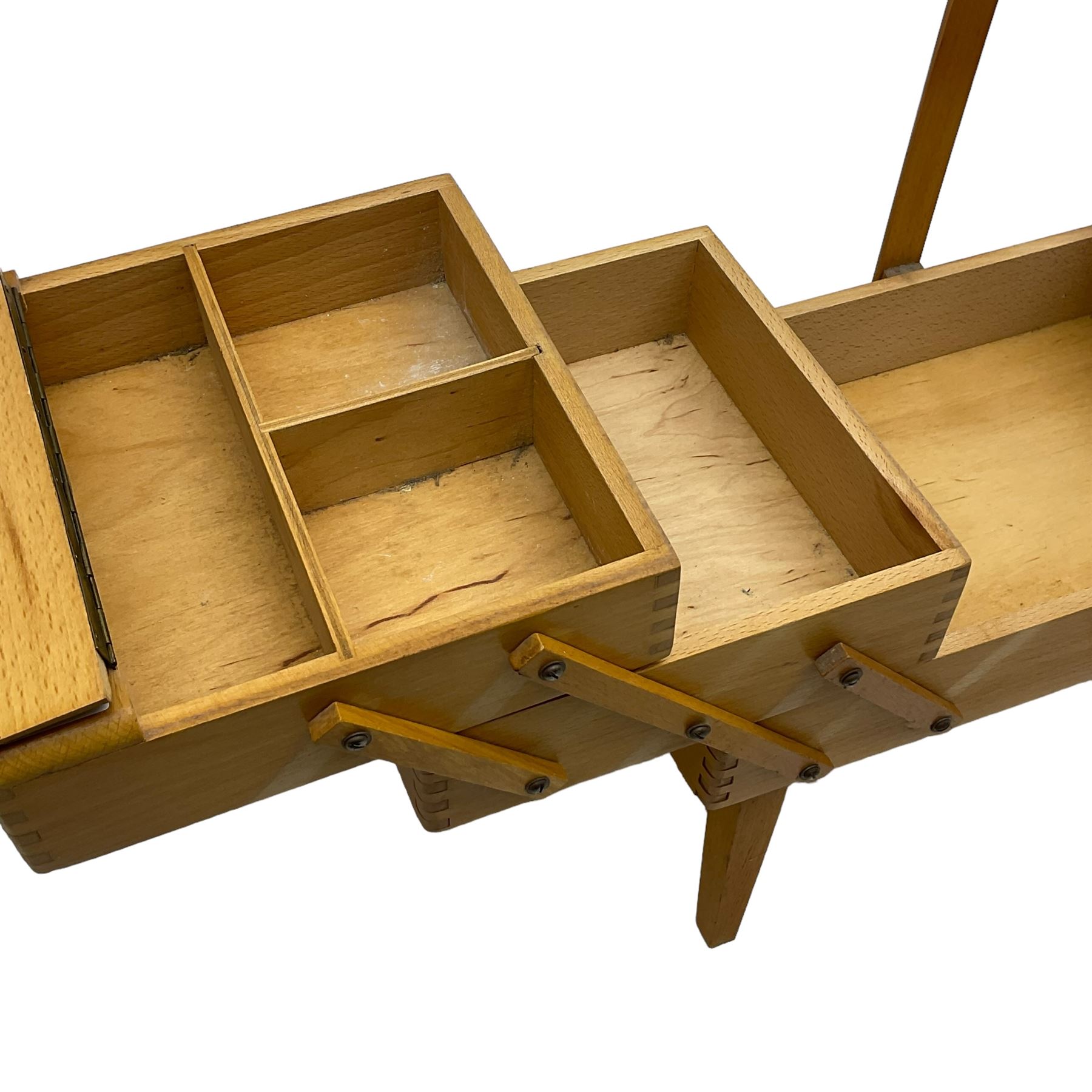 Light beech cantilever sewing box (W43cm - Image 2 of 6
