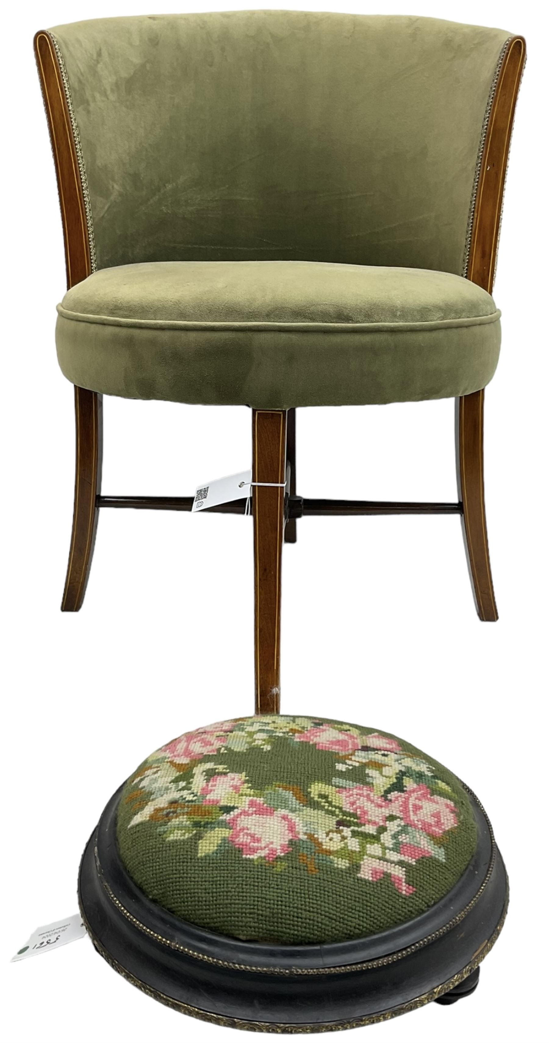 Edwardian mahogany framed tub-shaped chair (W53cm - Image 2 of 2