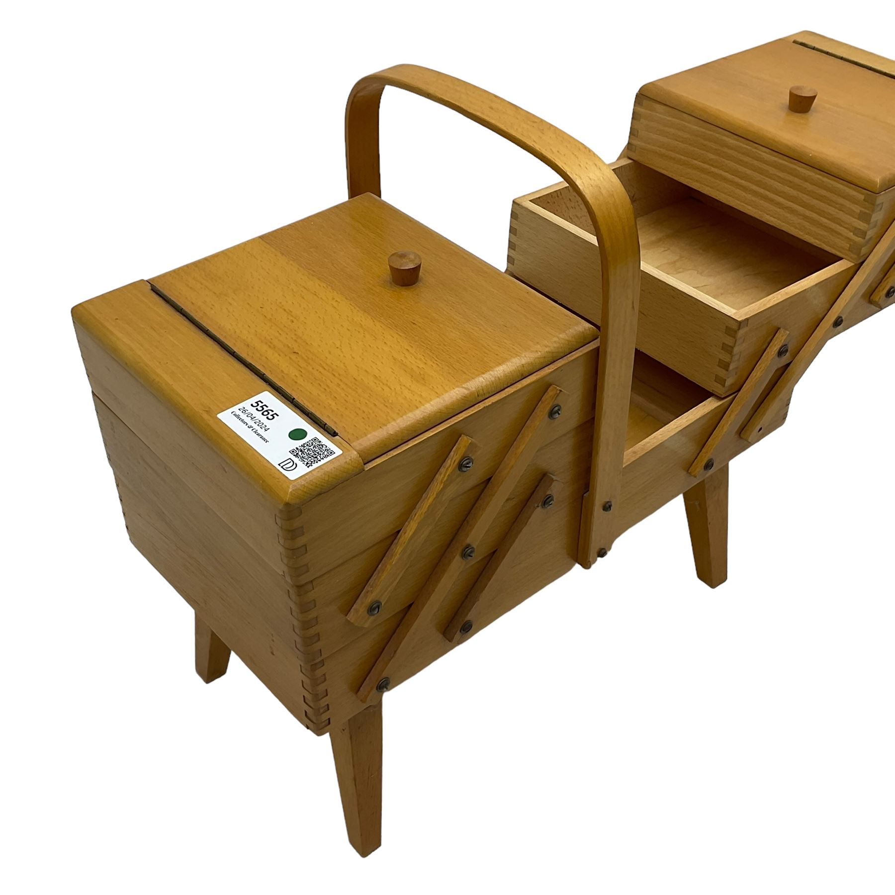 Light beech cantilever sewing box (W43cm - Image 4 of 6