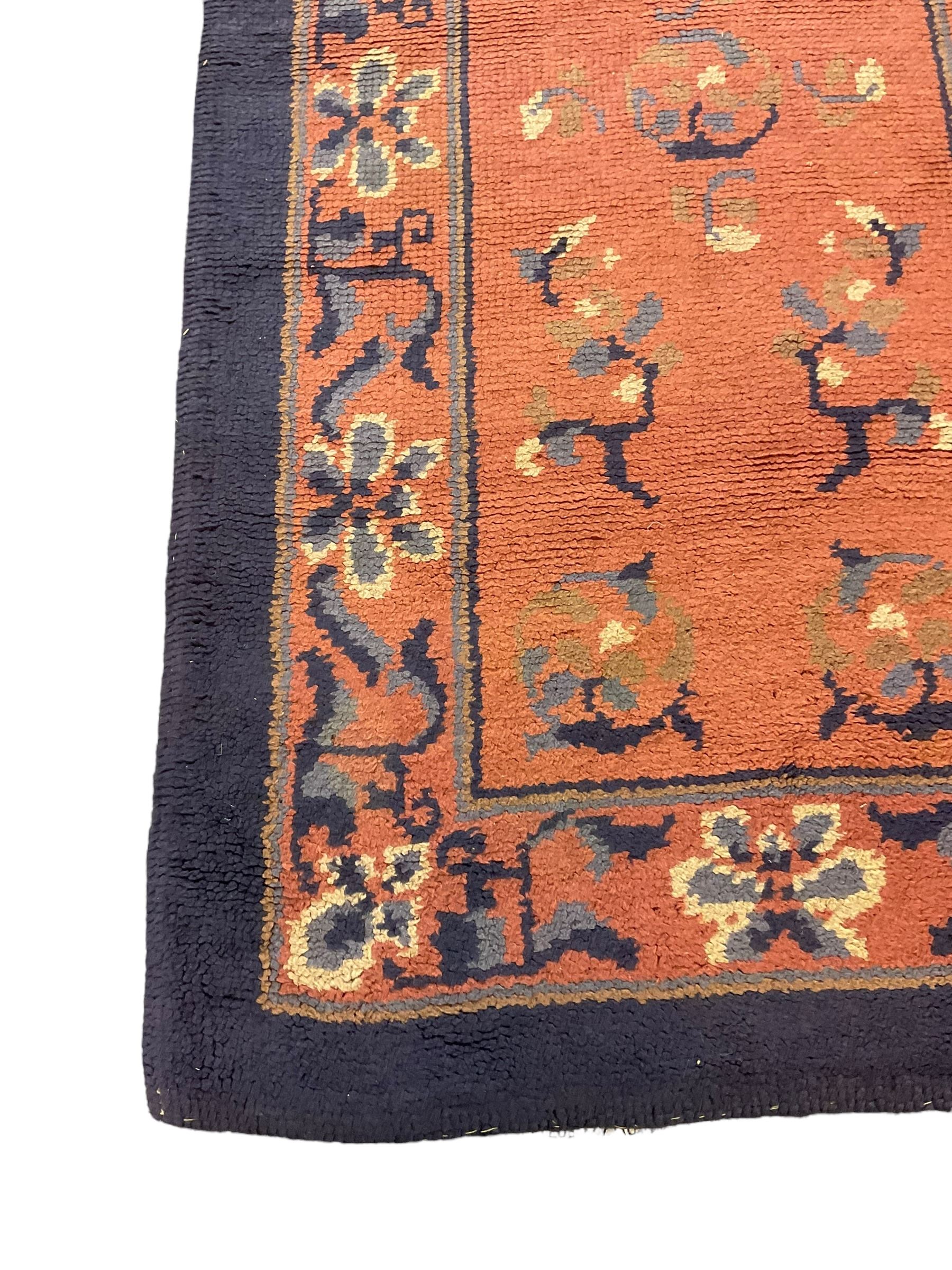 Persian design peach ground rug (169cm x 117cm); Chinese peach ground rug (187cm x 101cm) - Image 2 of 9