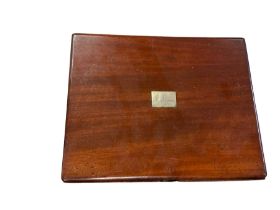 Small mahogany box with pull out draw