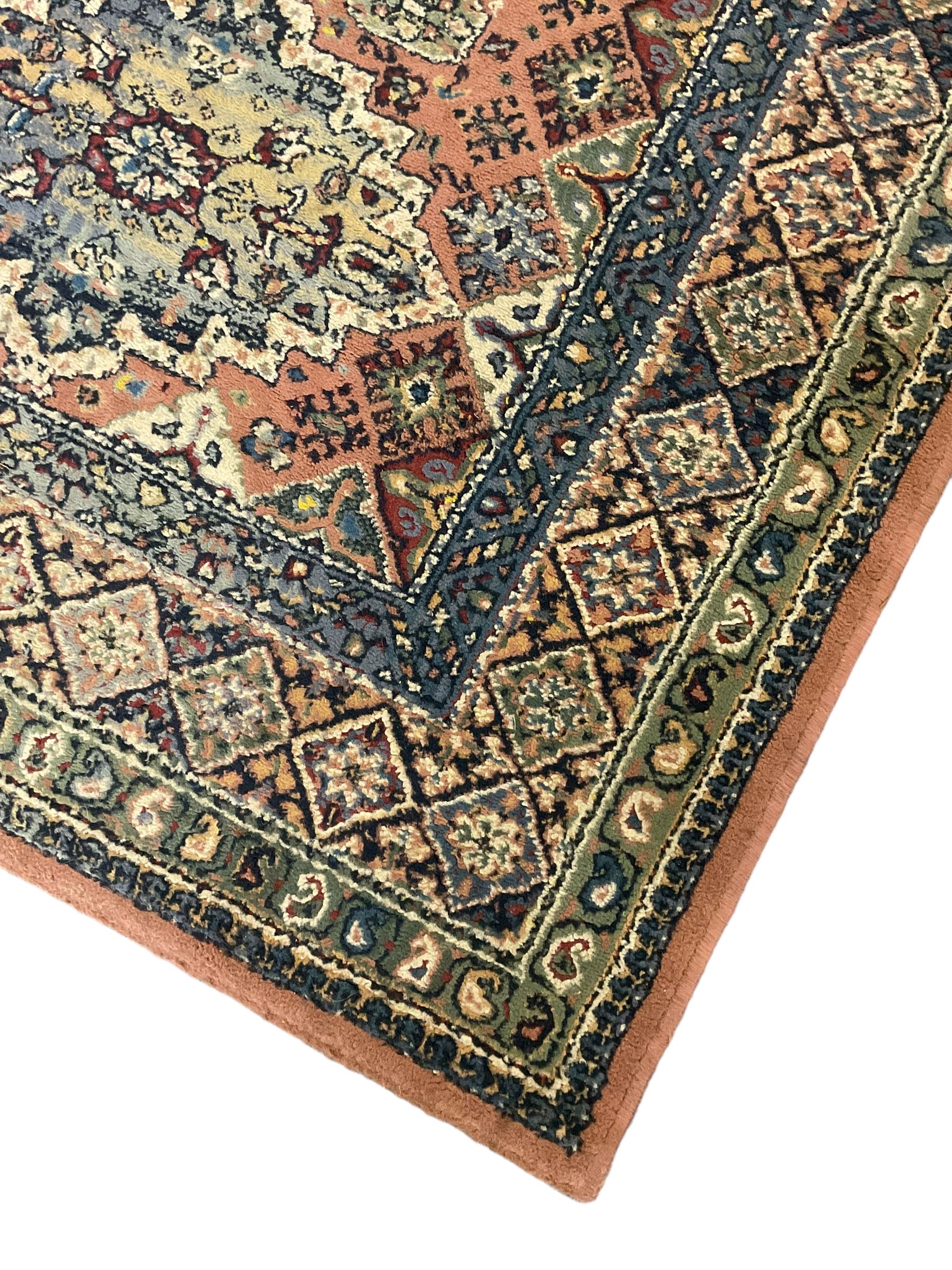 Persian design peach ground rug (169cm x 117cm); Chinese peach ground rug (187cm x 101cm) - Image 4 of 9