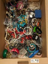 Large quantity of costume jewellery including bangles