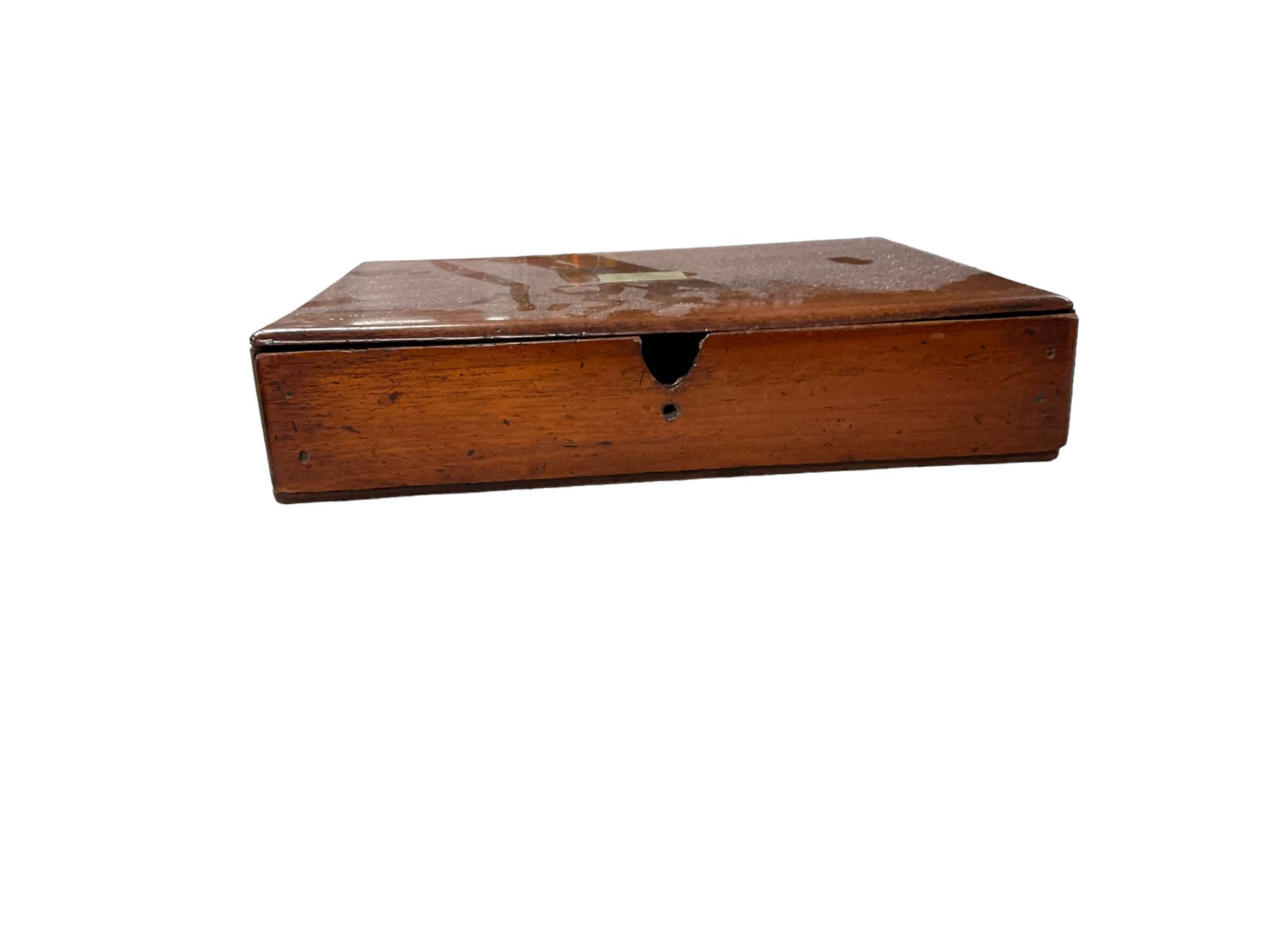 Small mahogany box with pull out draw - Image 2 of 3