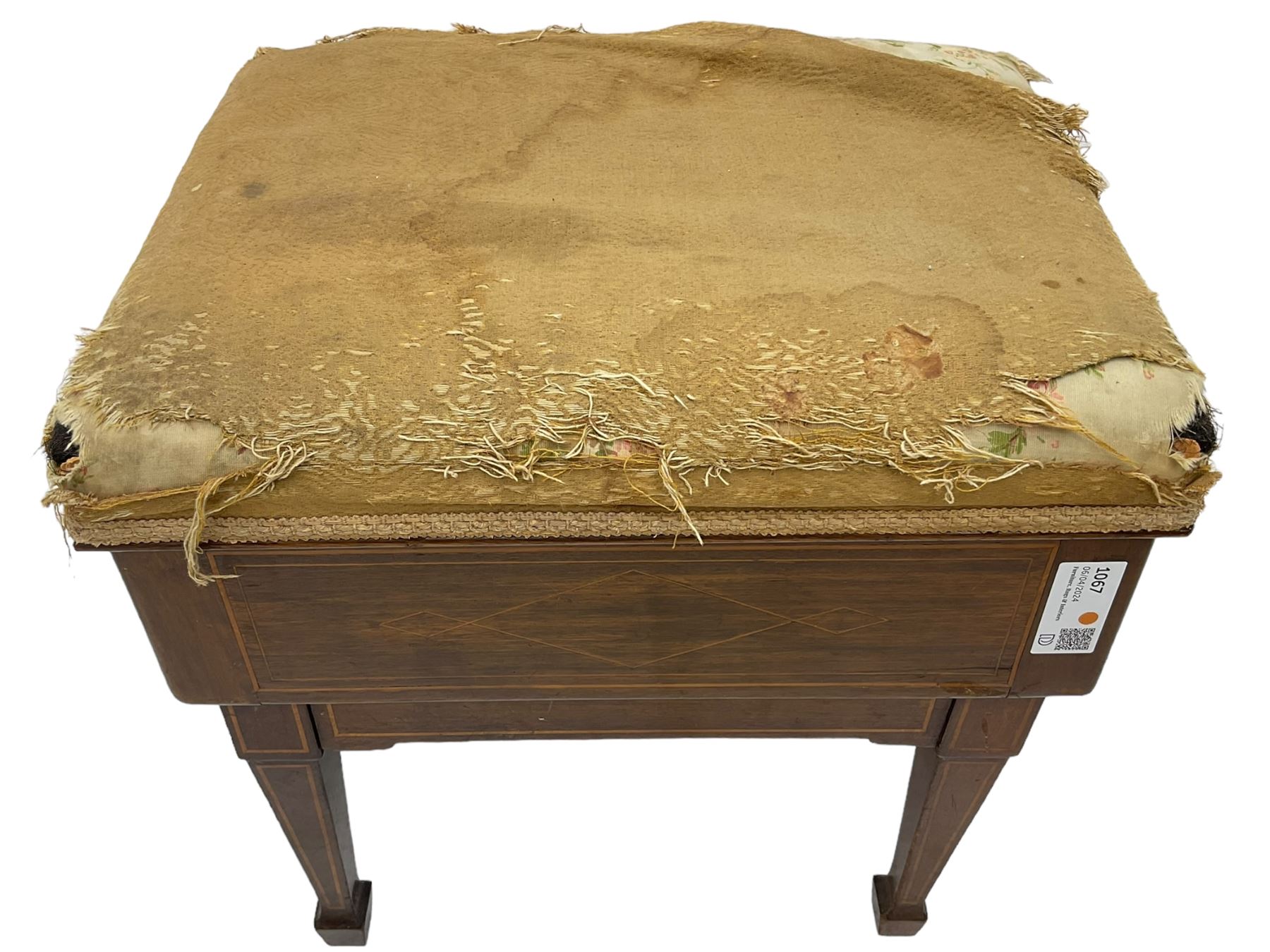 Edwardian inlaid mahogany piano stool - Image 5 of 6