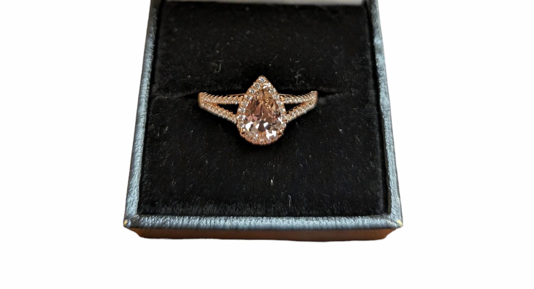 Silver-gilt cubic zirconia and pear shaped pink stone dress ring - Image 2 of 2