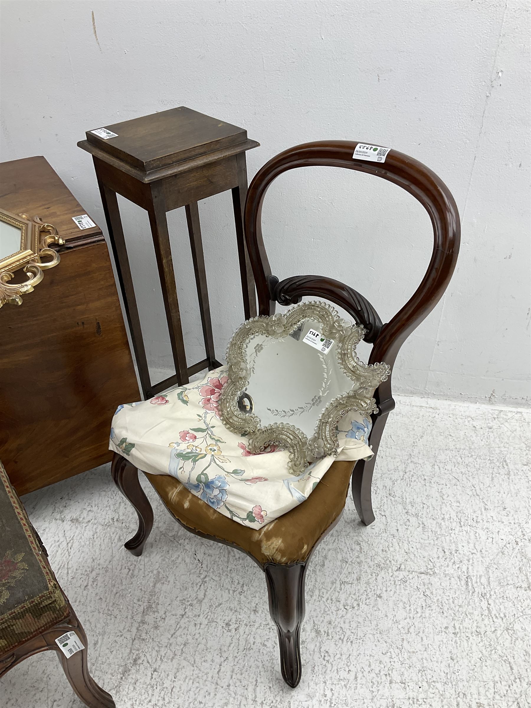 Lloyd Loom - rattan bedroom chair (W67cm H73cm); 19th century French walnut stool with tapestry seat - Image 7 of 10