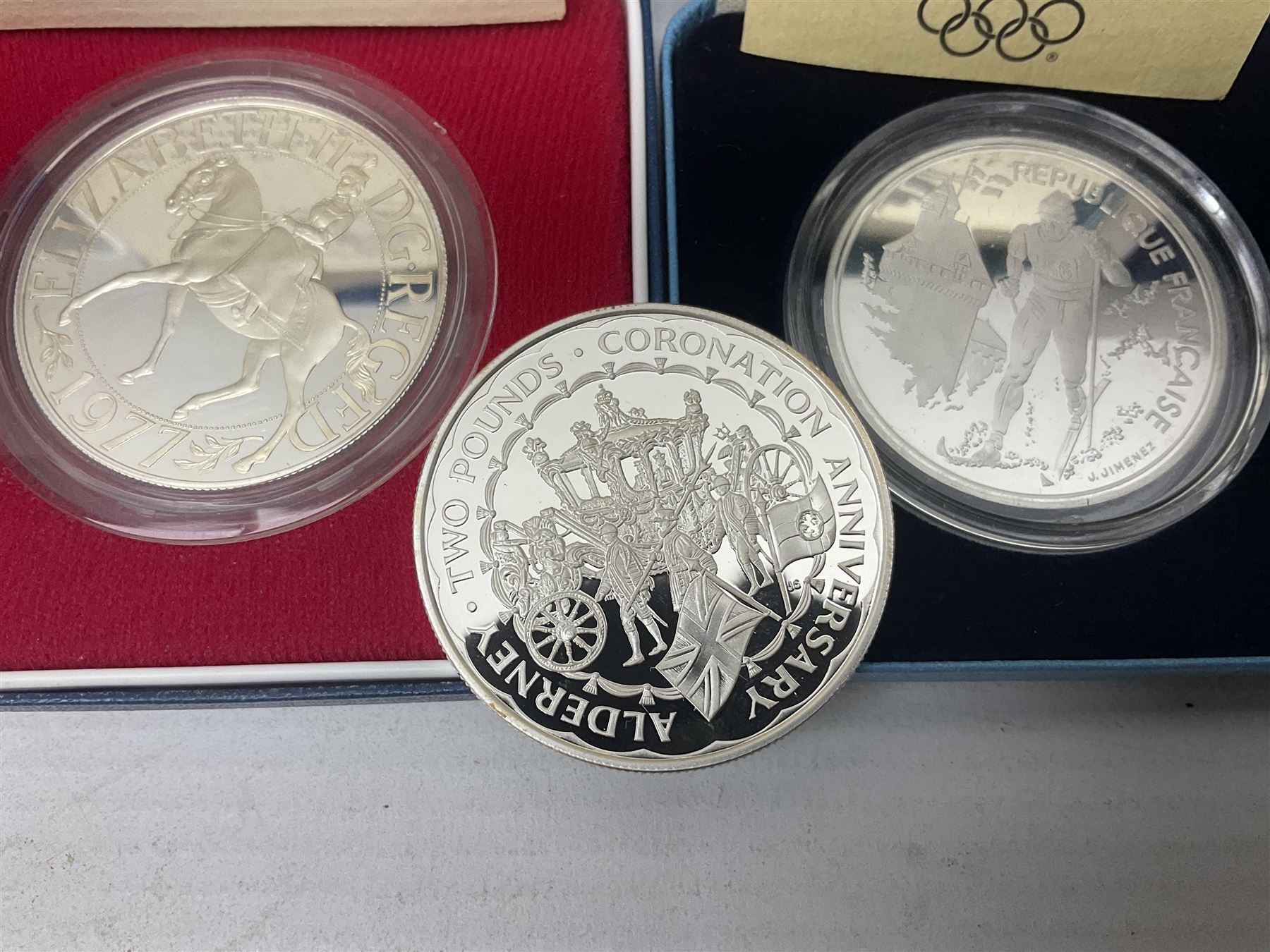 Five silver coins including Queen Elizabeth II 1977 proof crown - Image 4 of 5
