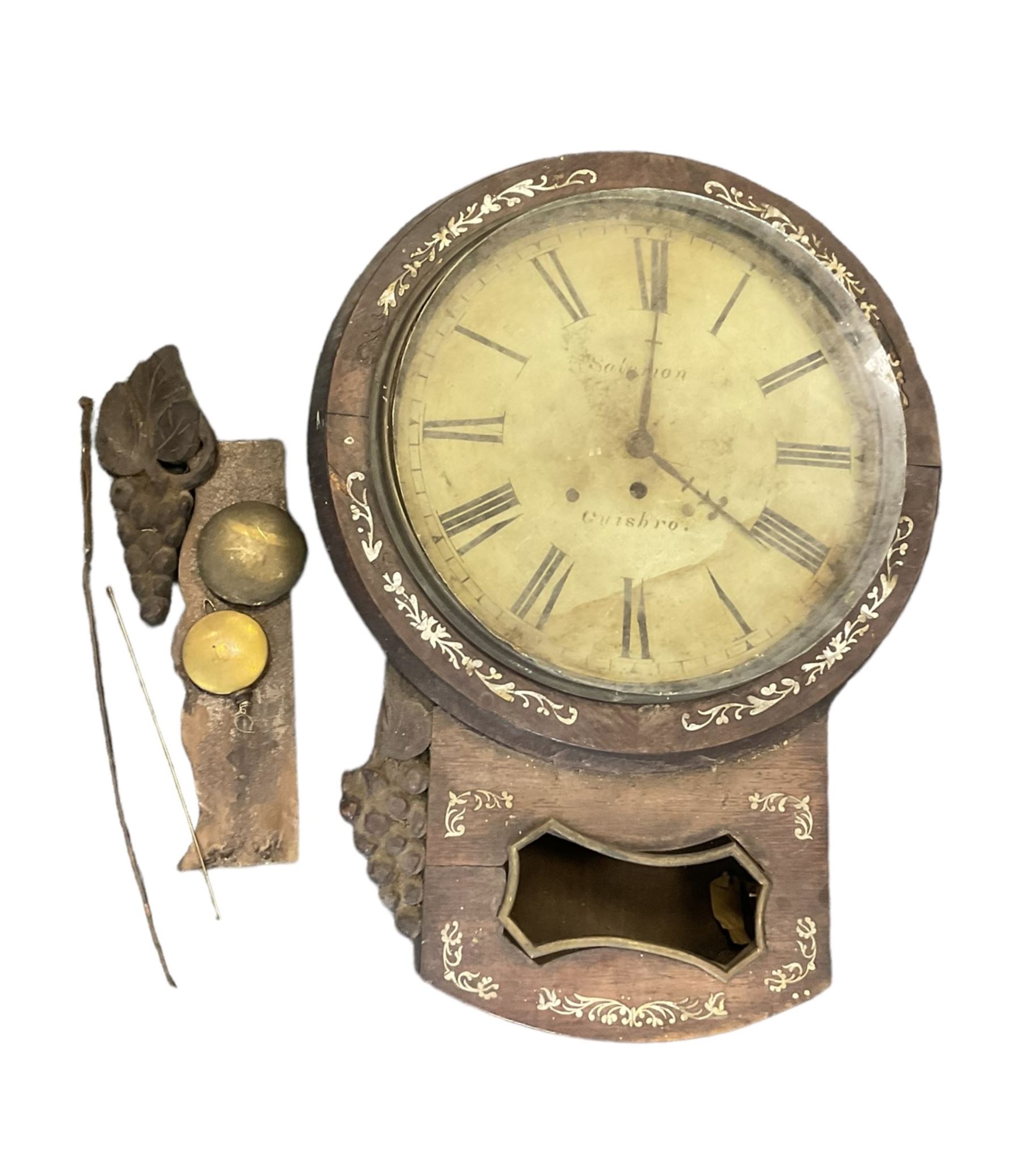 Two drop dial wall clocks. One with an English fusee movement and another with an American twin tr - Image 2 of 3