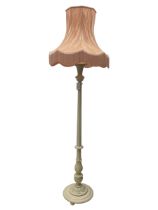 Cream painted standard lamp with shade