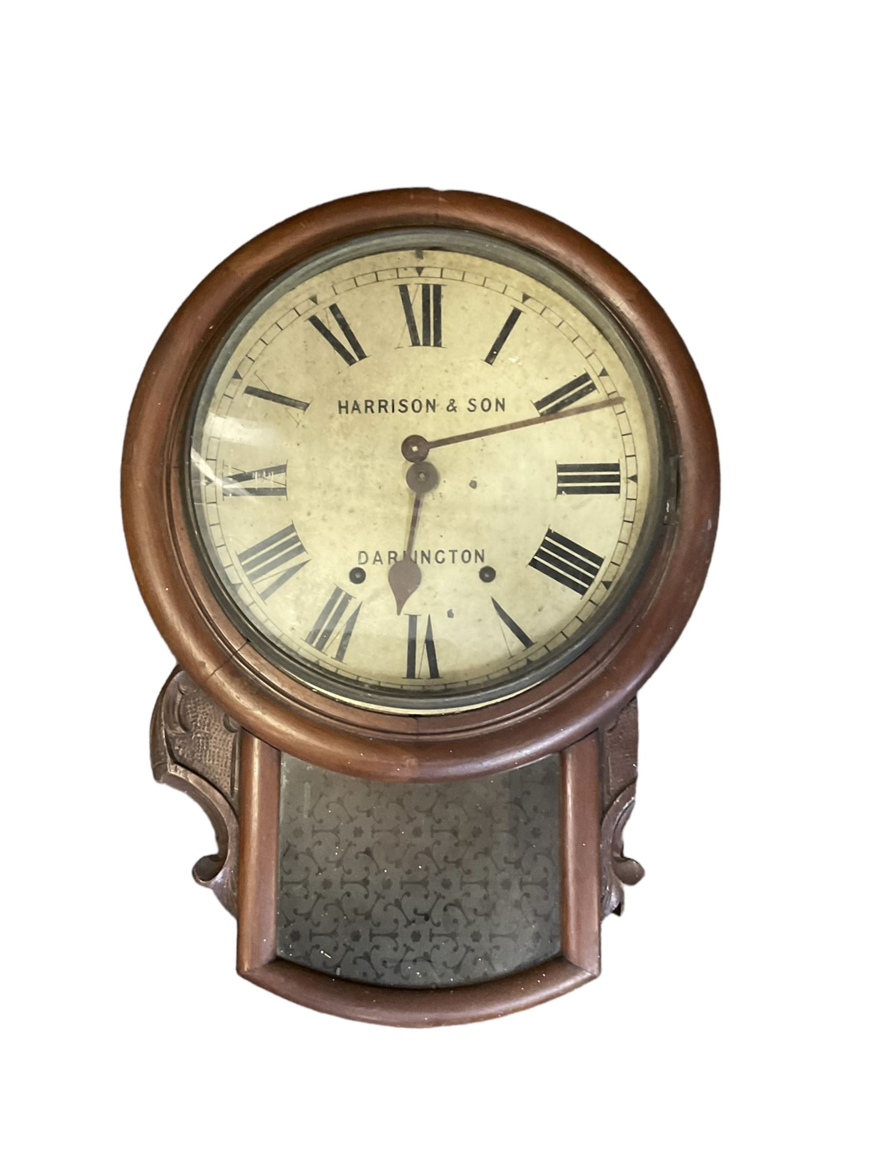 Two drop dial wall clocks. One with an English fusee movement and another with an American twin tr - Image 3 of 3