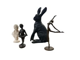 Large composite hare figures