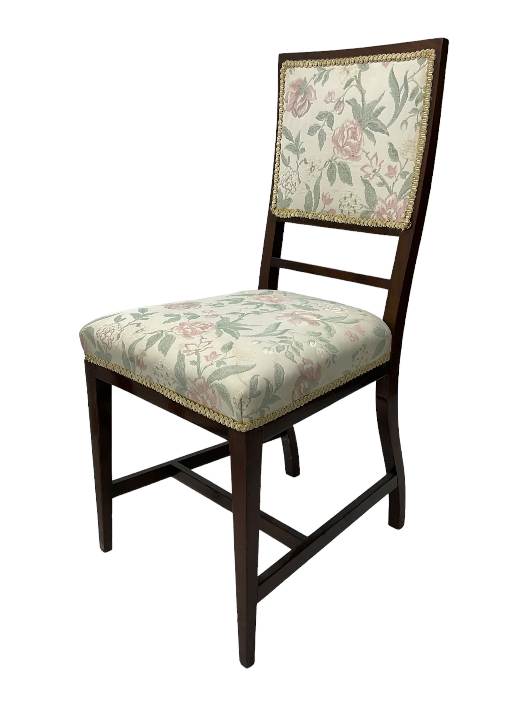 Pair of mahogany framed bedroom chairs upholstered in floral pattern fabric (W45cm); rectangular foo - Image 3 of 5