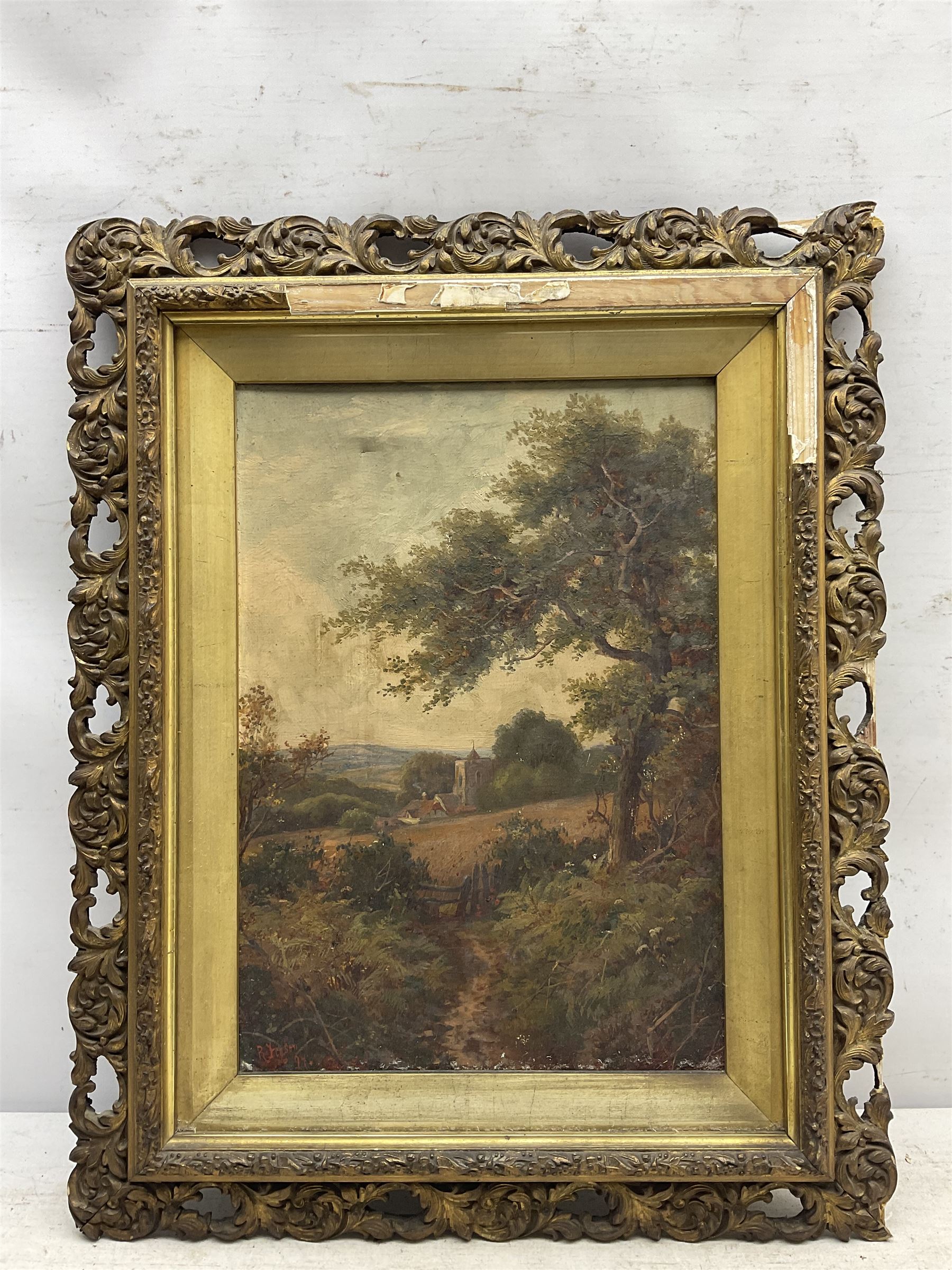 Pair Victorian landscape oils on canvas (a/f) - Image 2 of 2