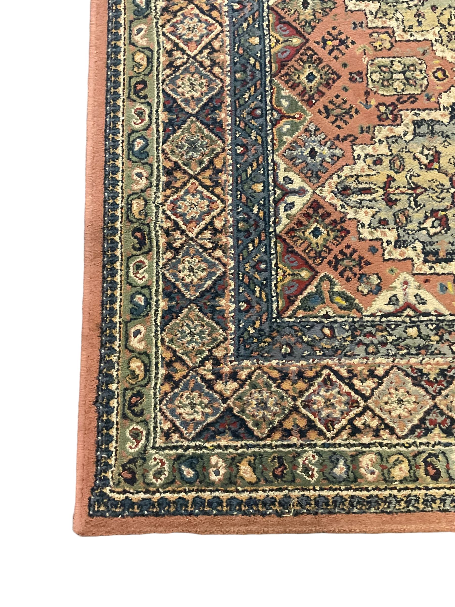 Persian design peach ground rug (169cm x 117cm); Chinese peach ground rug (187cm x 101cm) - Image 6 of 9