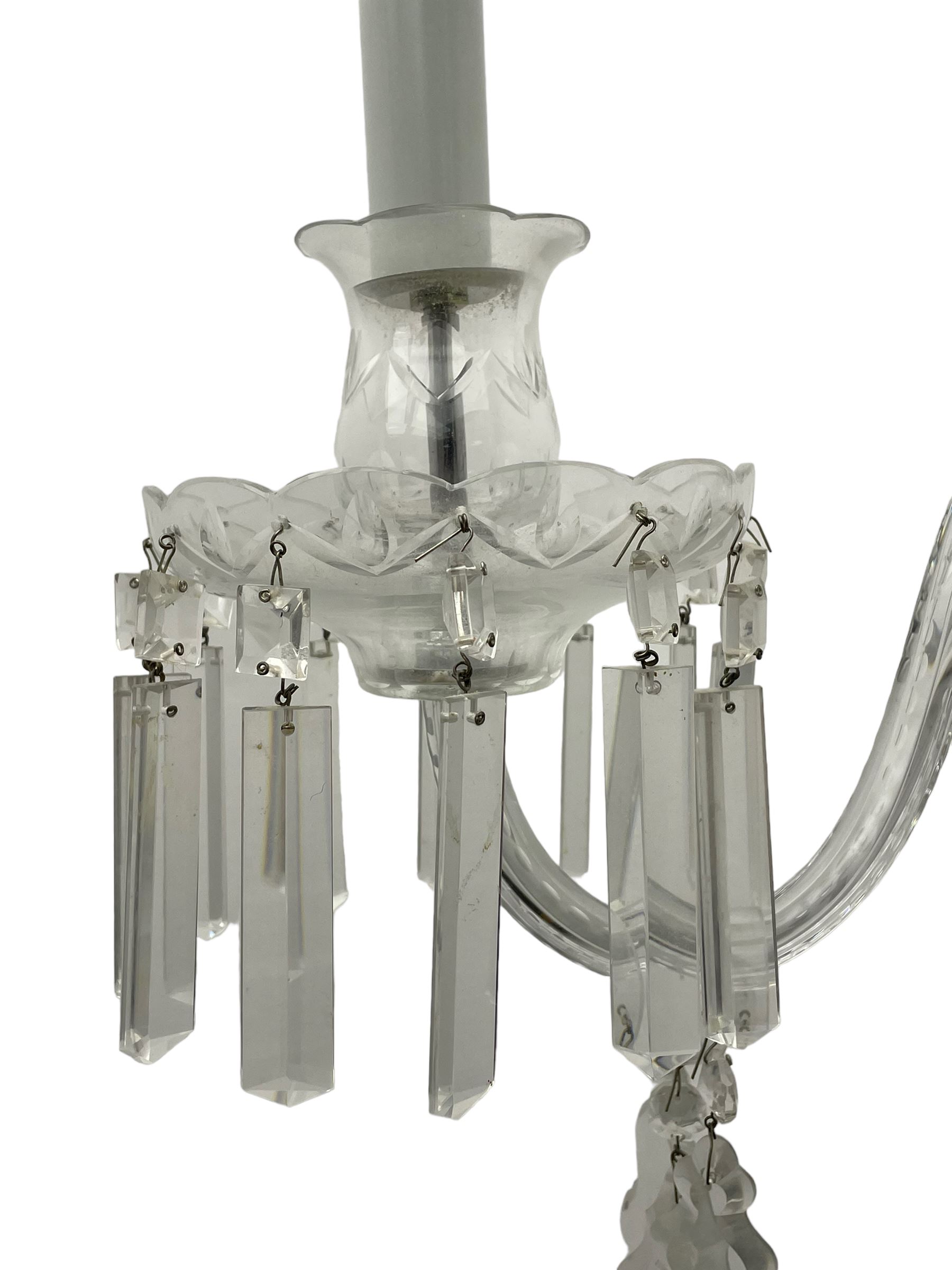 Pair of cut glass two branch wall sconce candelabras - Image 9 of 10