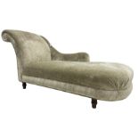 Contemporary chaise longue with scrolled back