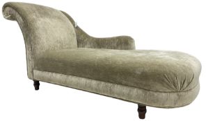 Contemporary chaise longue with scrolled back