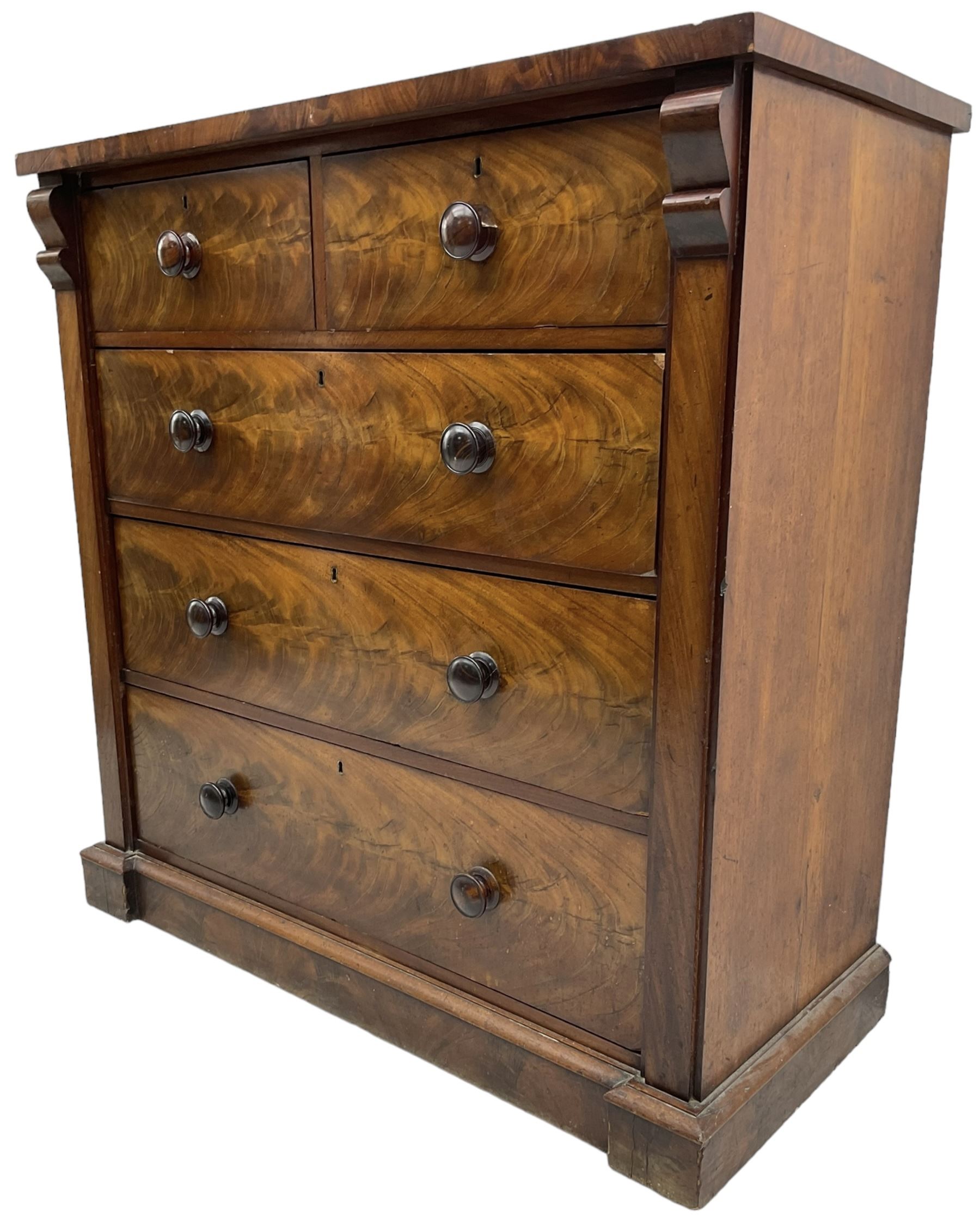 Victorian figured mahogany straight-front chest - Image 5 of 8