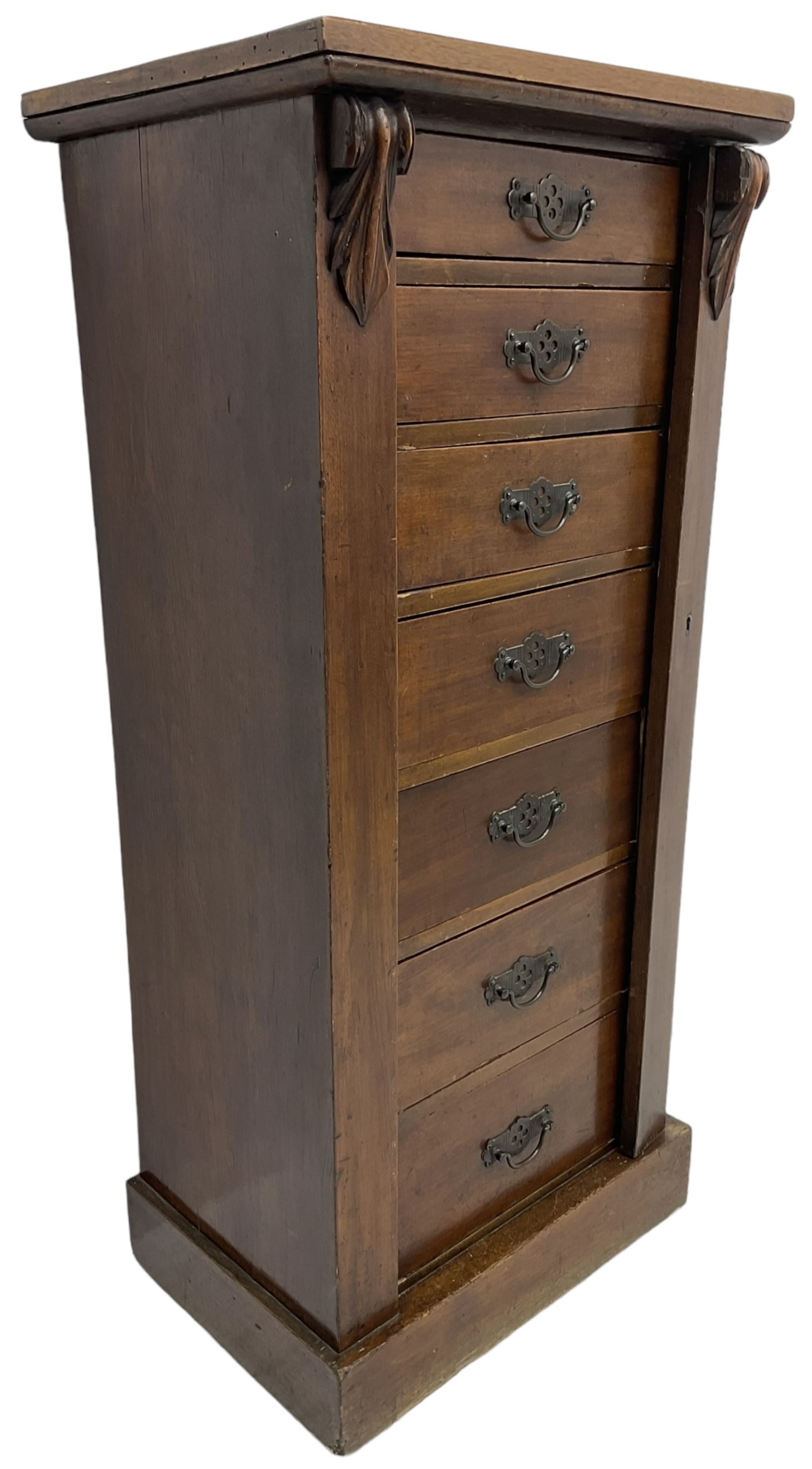 Late Victorian walnut Wellington chest - Image 3 of 6