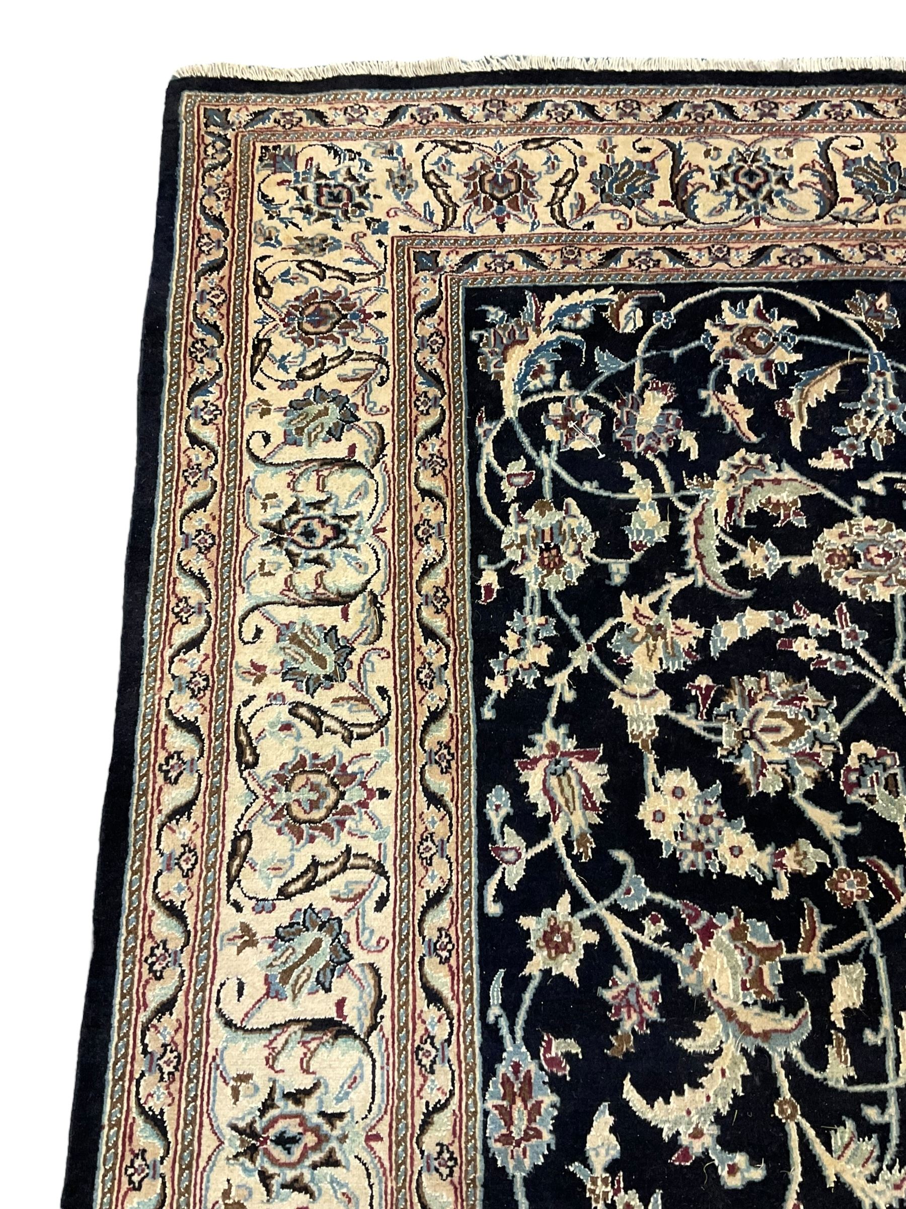 Central Persian part silk indigo ground Nain carpet - Image 4 of 7