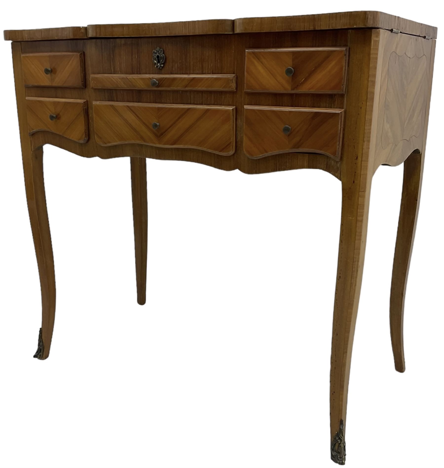 French inlaid walnut dressing table - Image 3 of 7