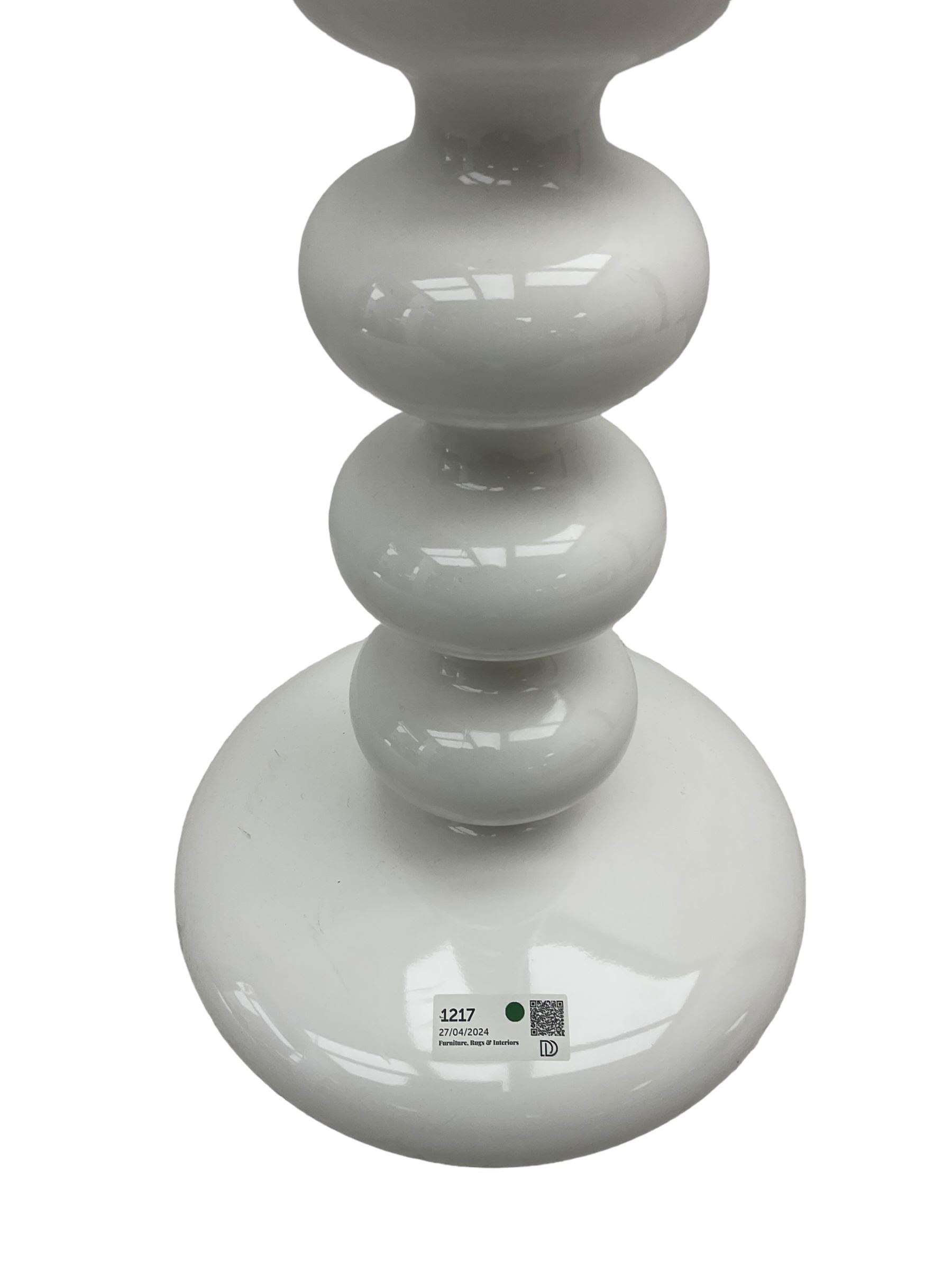 Italian white acrylic bobbin standard lamp - Image 3 of 8
