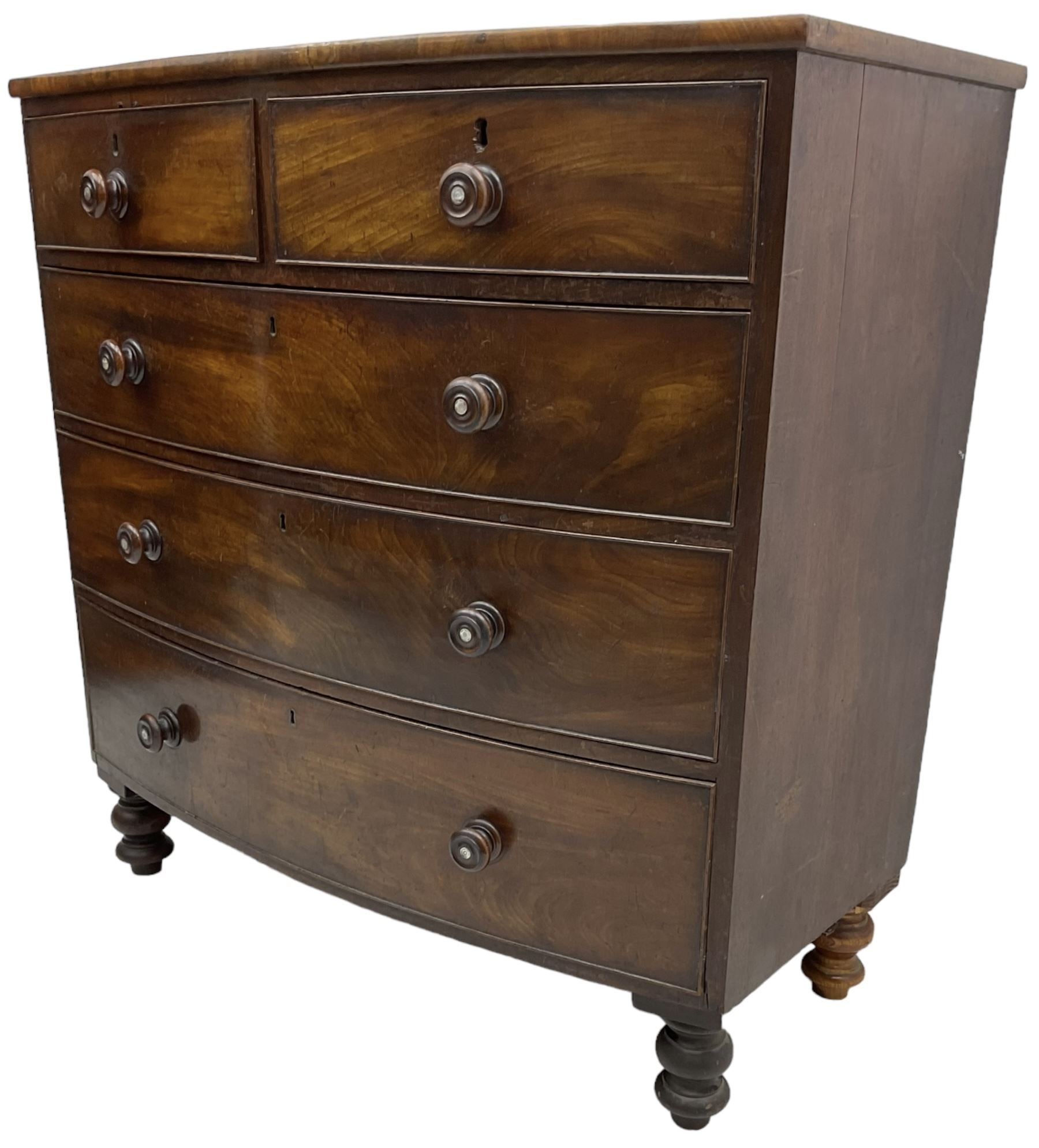 Victorian mahogany bow-front chest - Image 6 of 7