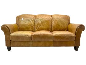 20th century traditional three seat sofa with rolled arms