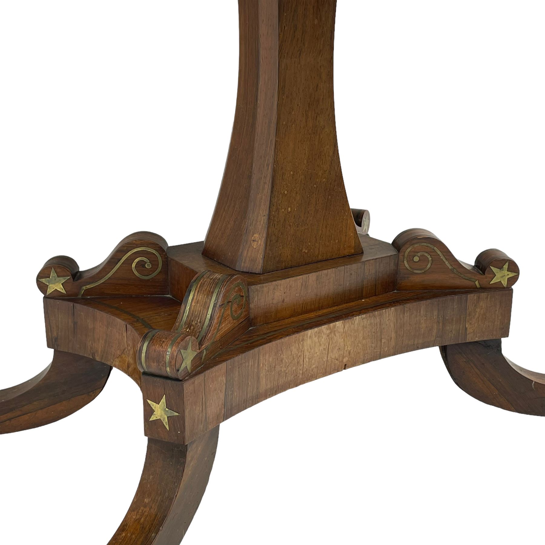 Regency rosewood and brass inlaid card table - Image 8 of 15