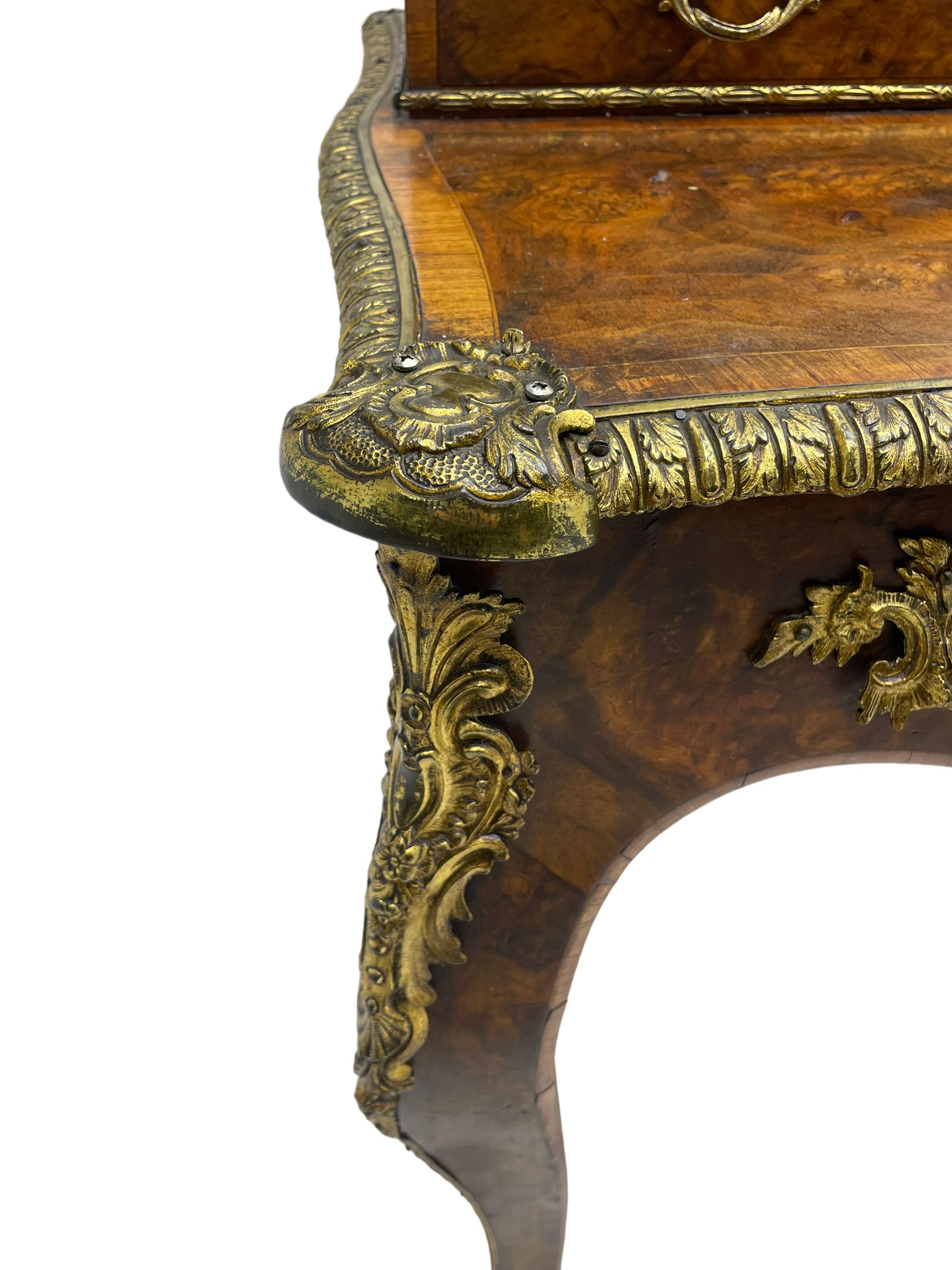 Late 19th to early 20th century French figured walnut writing desk - Image 2 of 13
