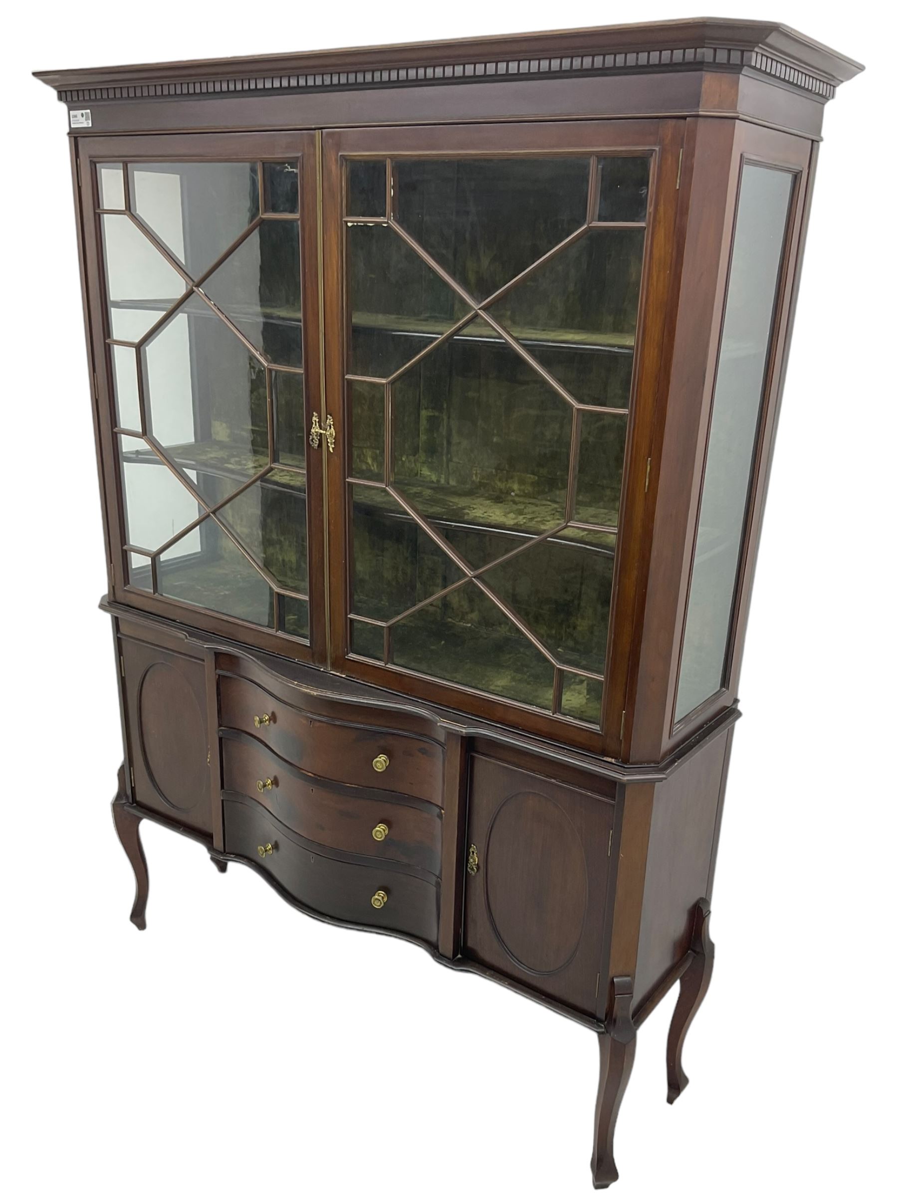 Late 19th century mahogany display cabinet on stand - Image 2 of 7